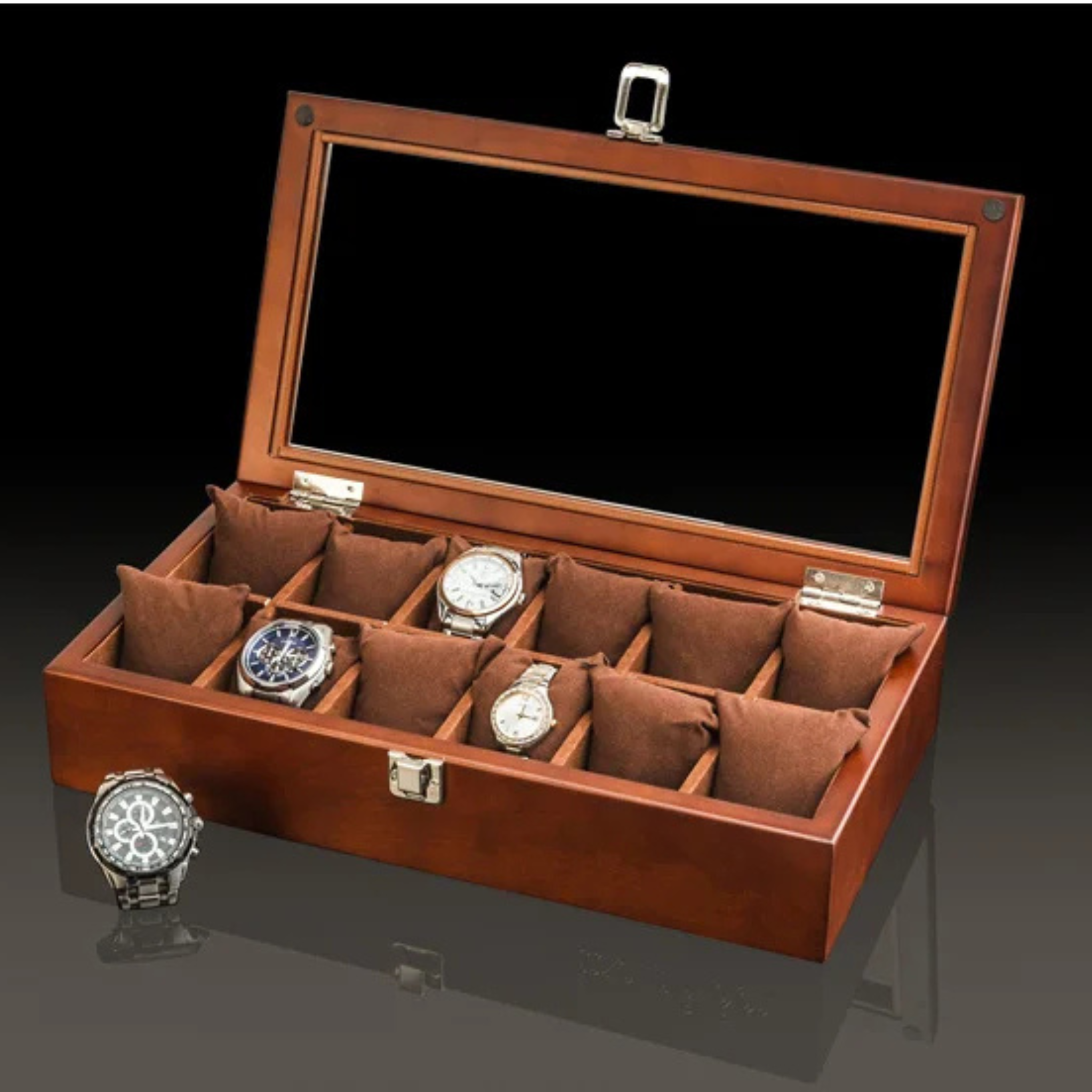 Boîte à montres 5 ou 10 emplacements – modèle rectangulaire raffiné