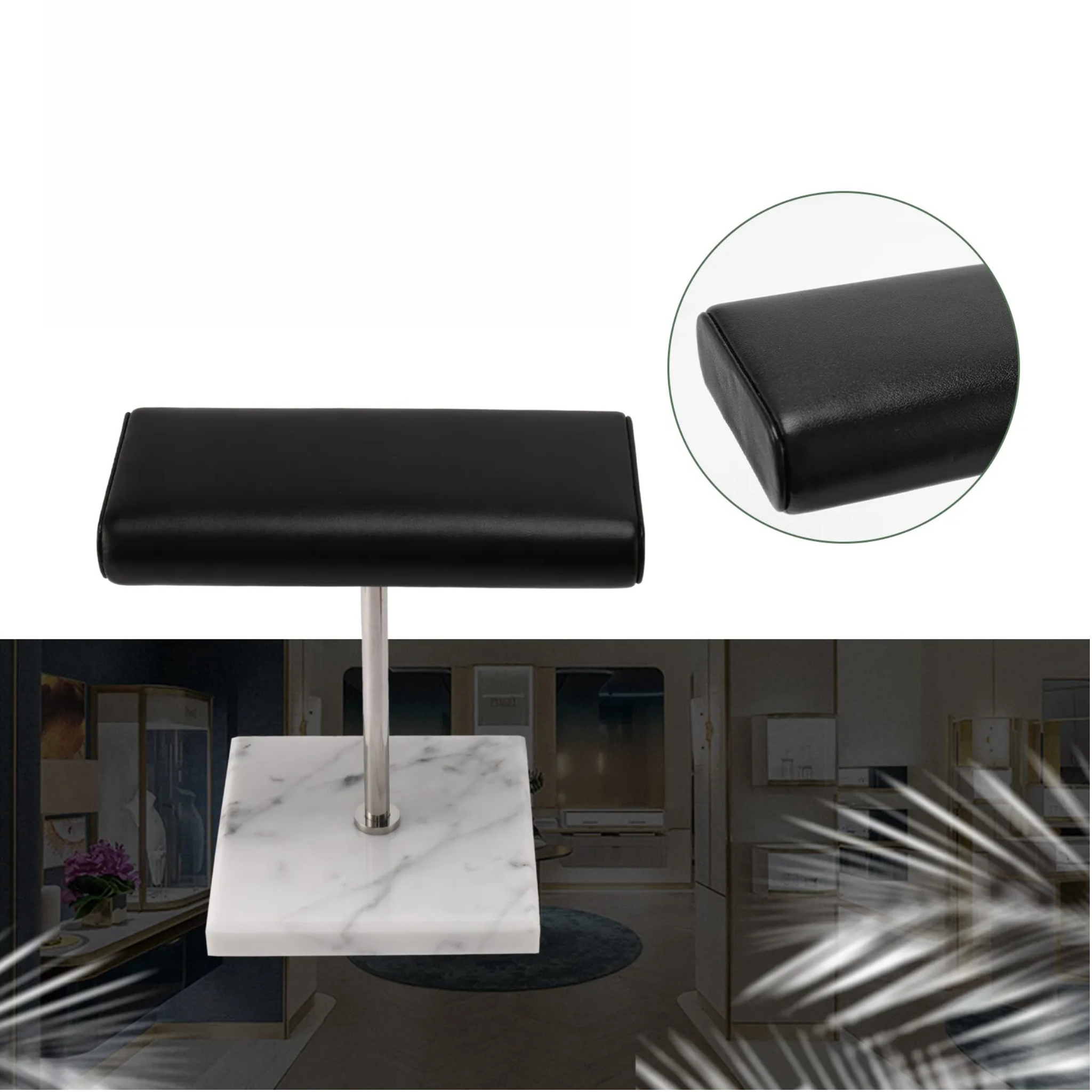 Présentoir à montres rectangulaire en marbre et métal