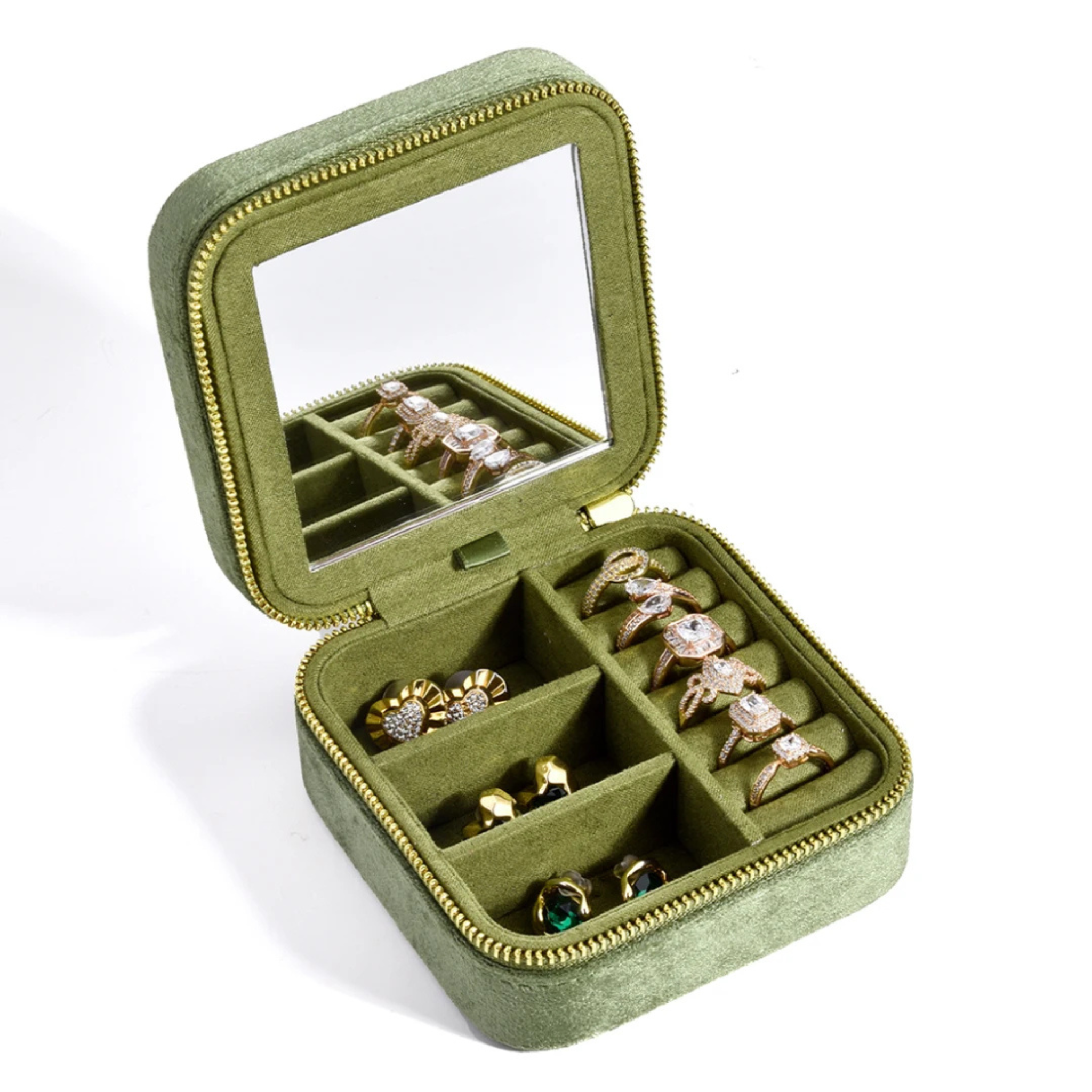 Boîte à bijoux de poche en velours