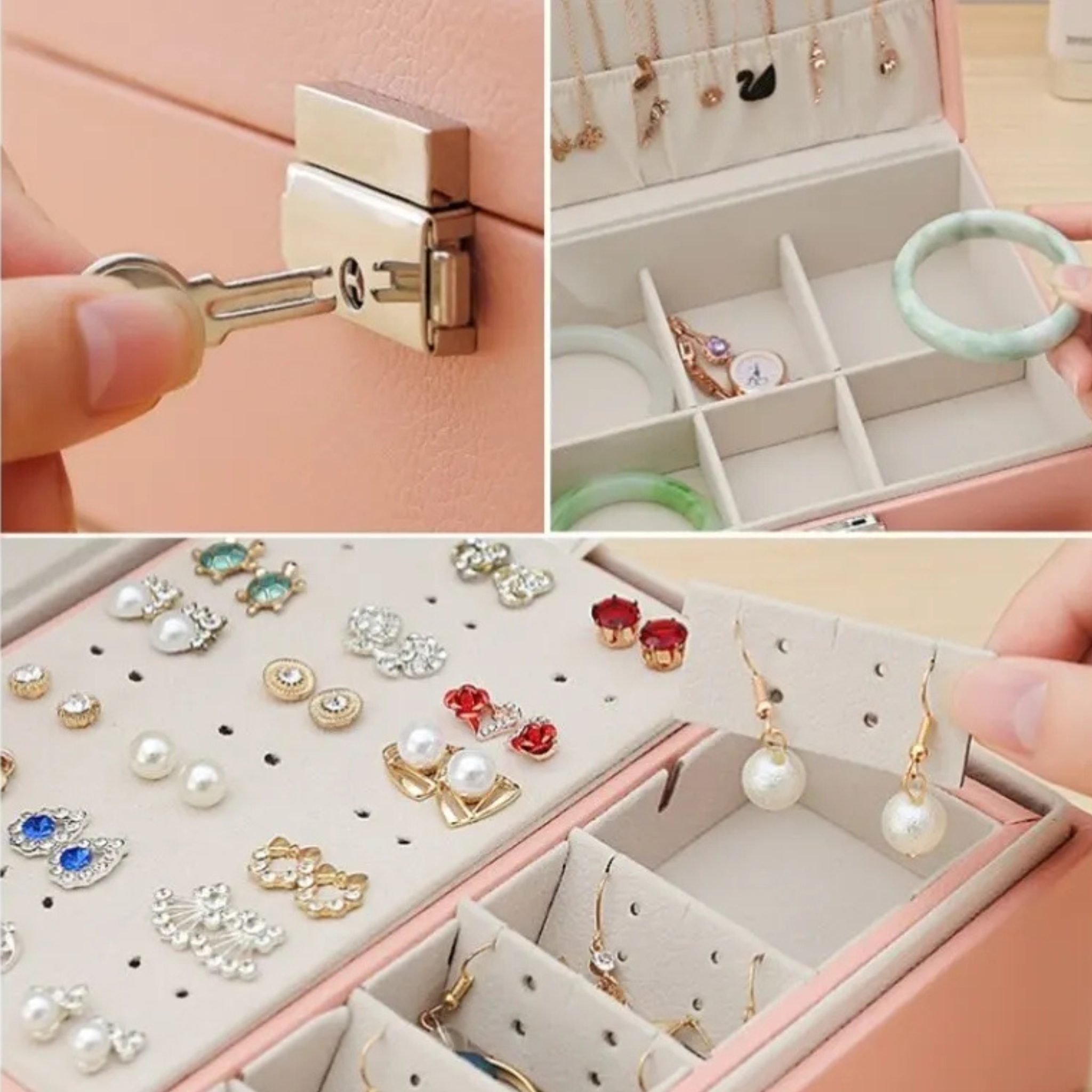 Boîte à bijoux chic en cuir et velours