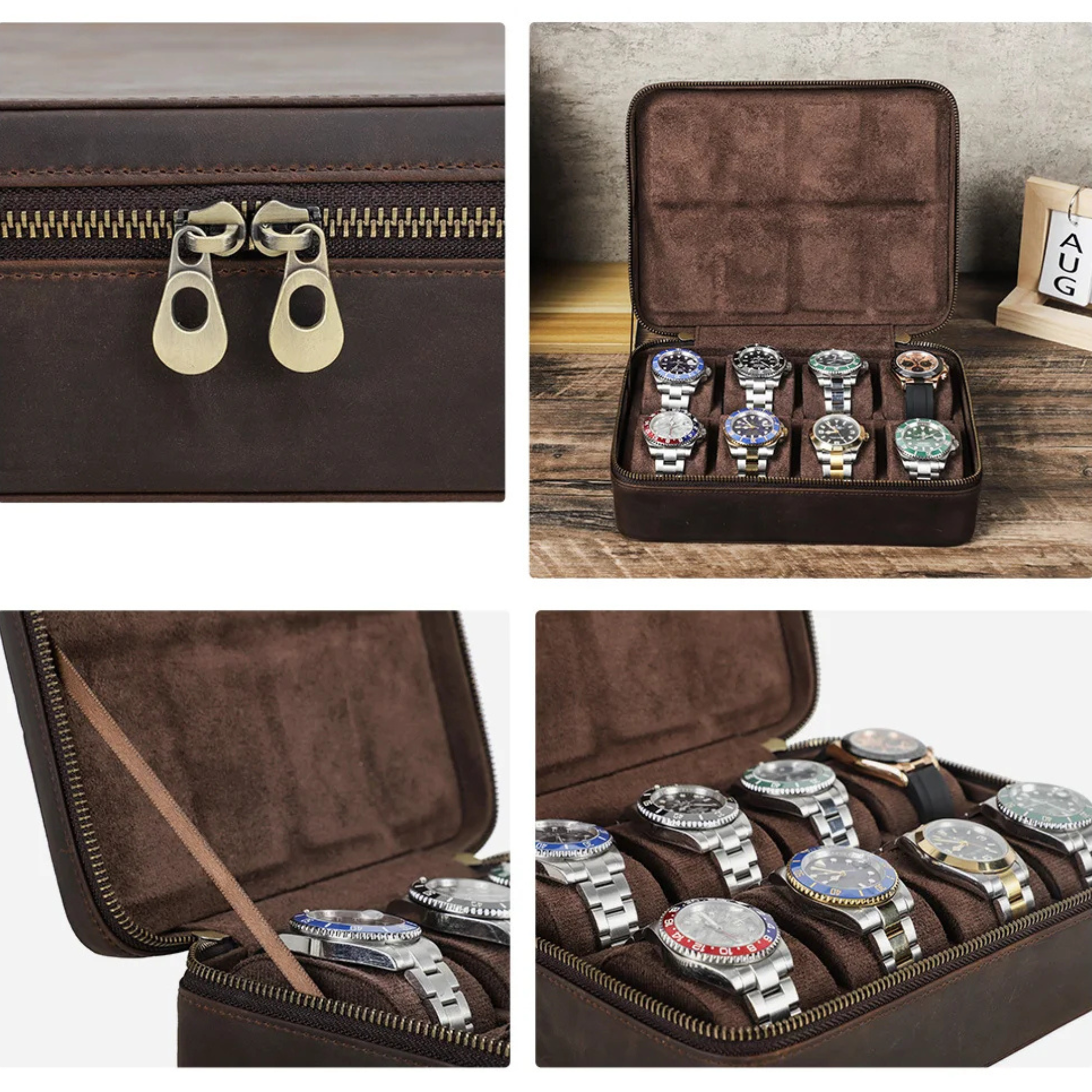 Boîte à montres en cuir vieilli