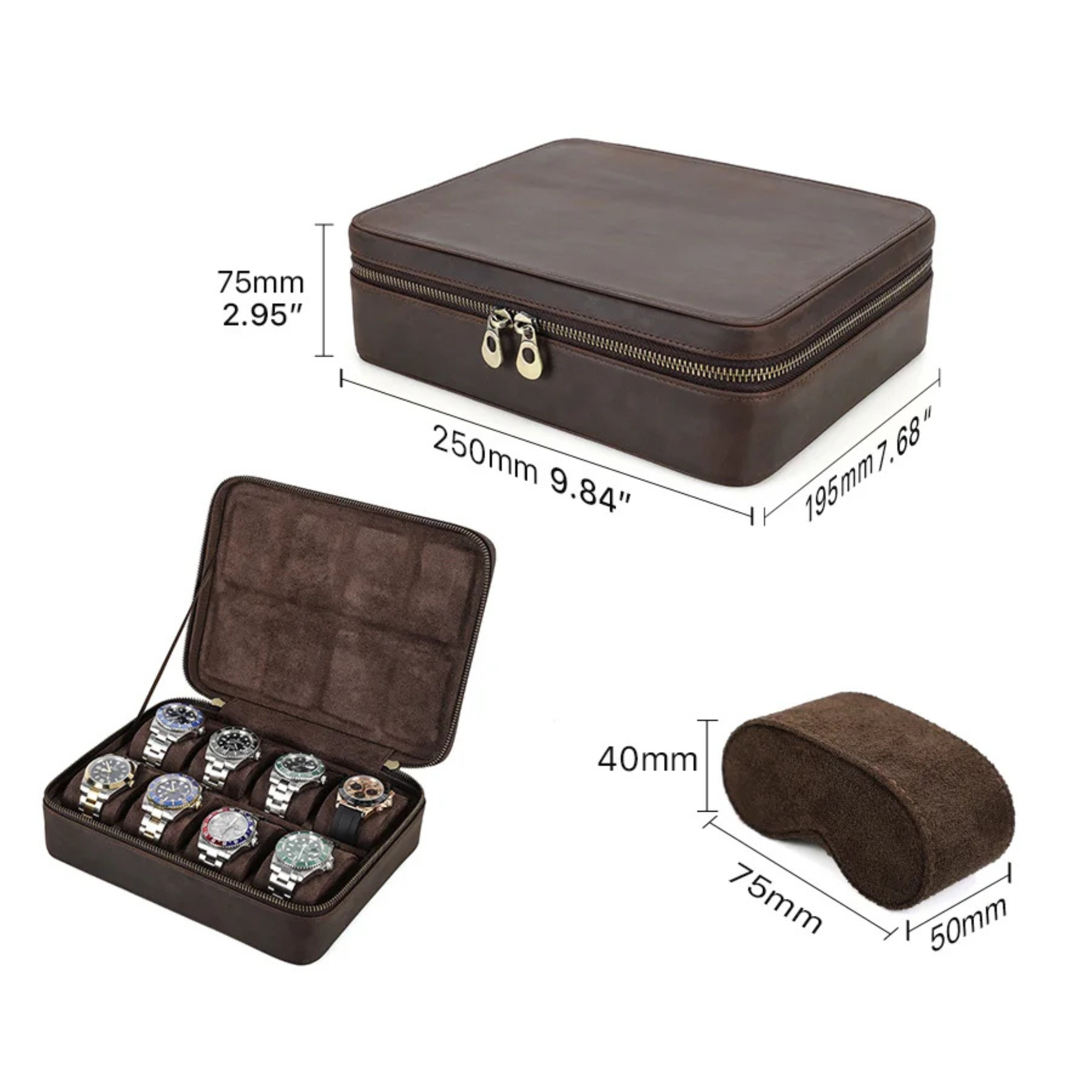 Boîte à montres en cuir vieilli