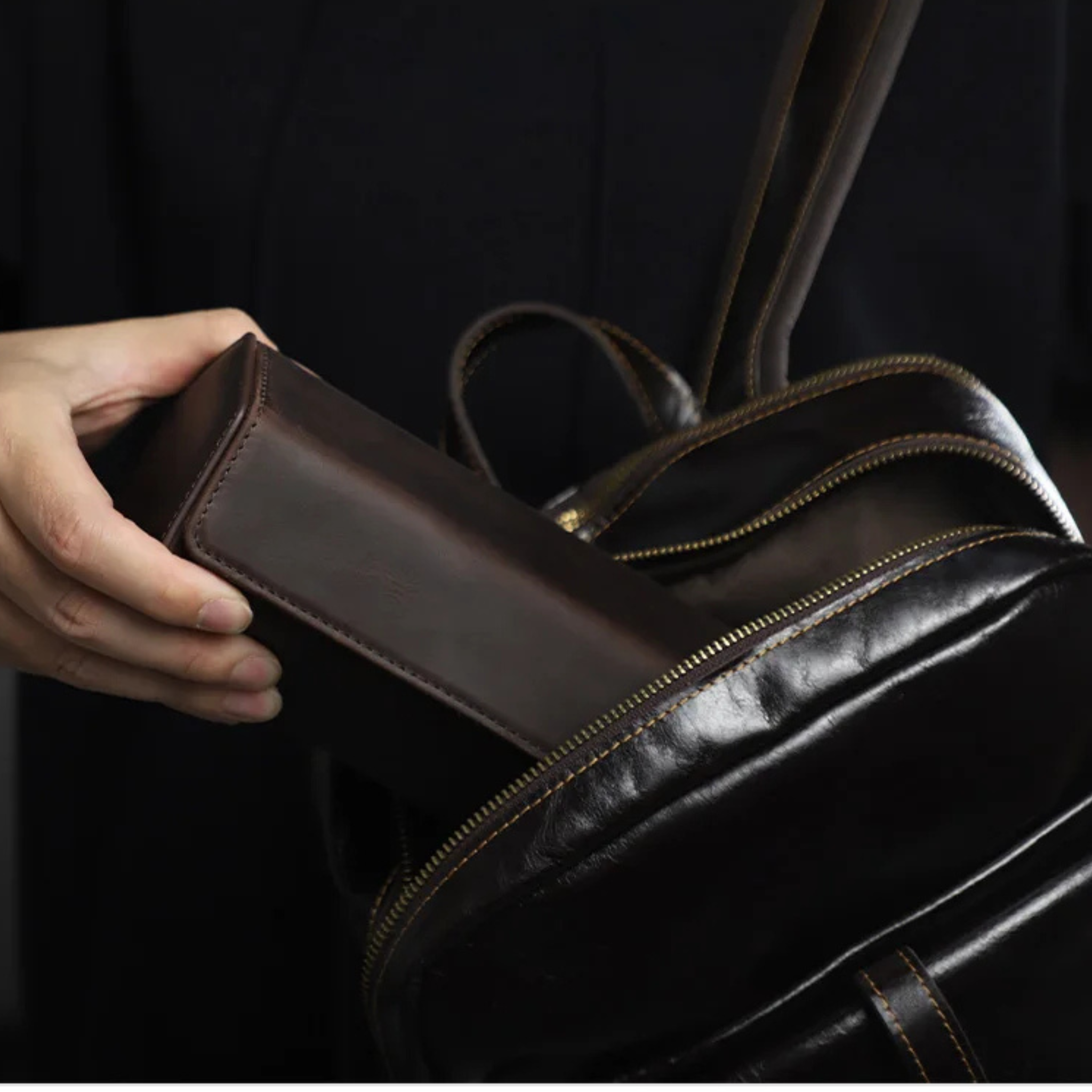 Étui 4 montres hexagonal en cuir