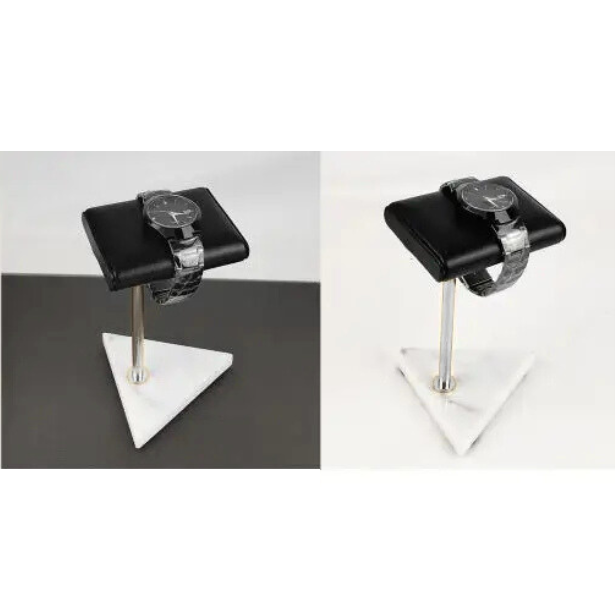 Support Triangle Élégante en Marbre et Cuir