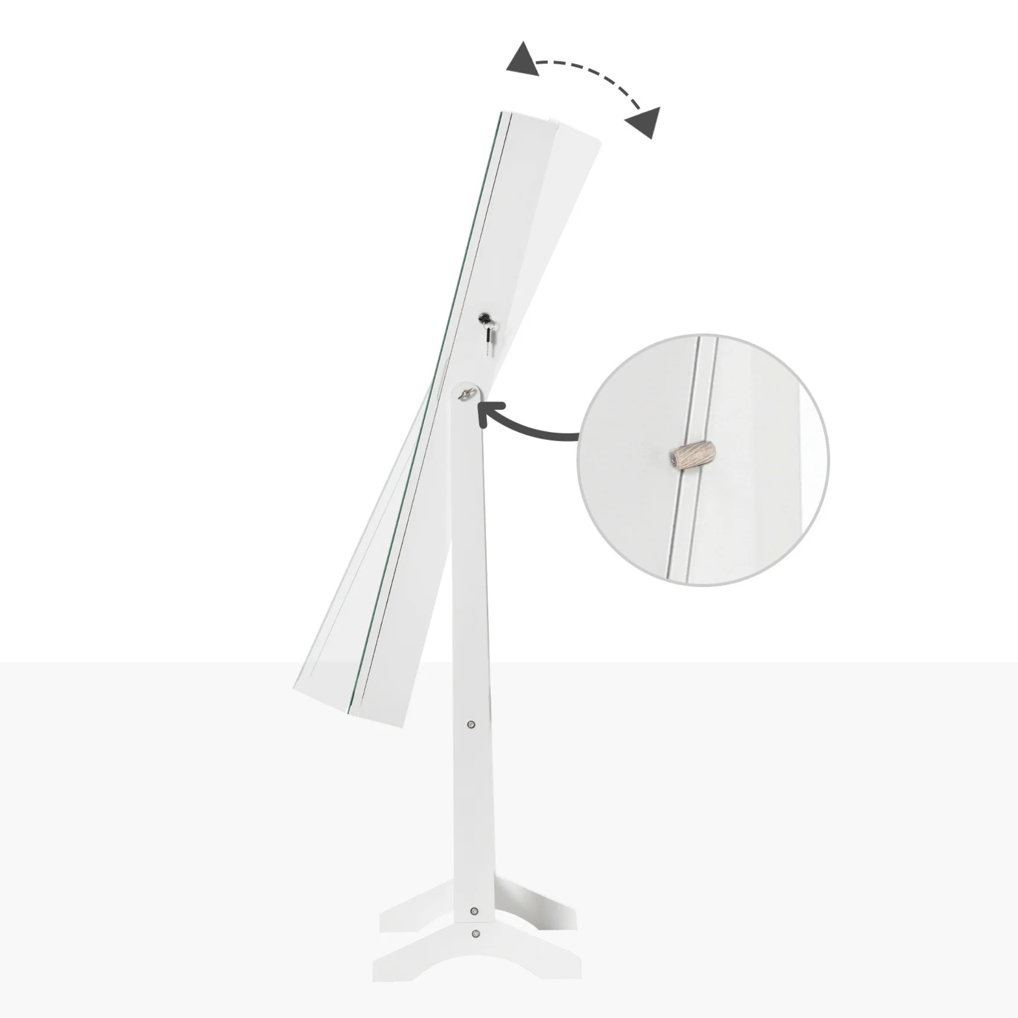 Armoire à bijoux miroir sur pied