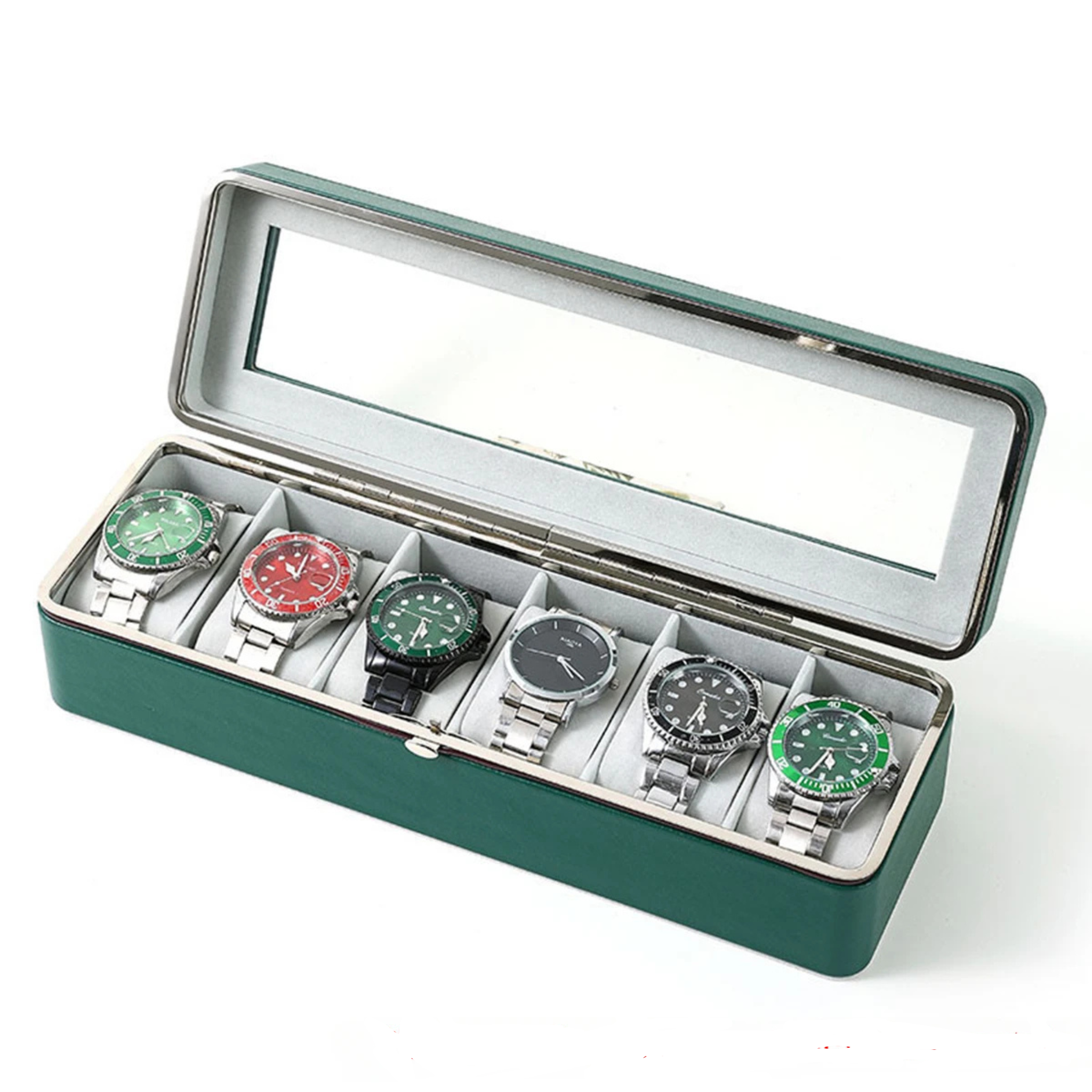 Boîte à montres rigide - 6 emplacements en cuir