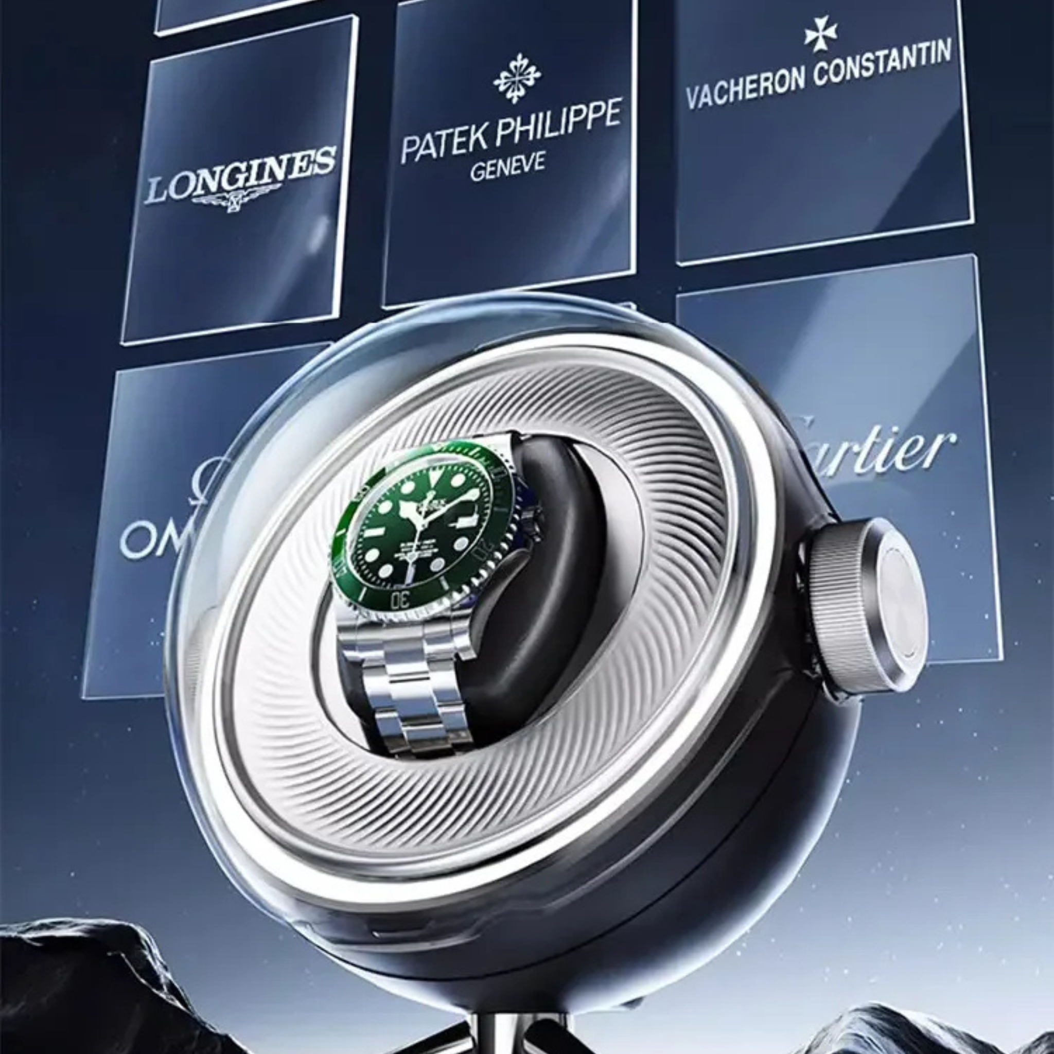 Remontoir a montre design sphérique