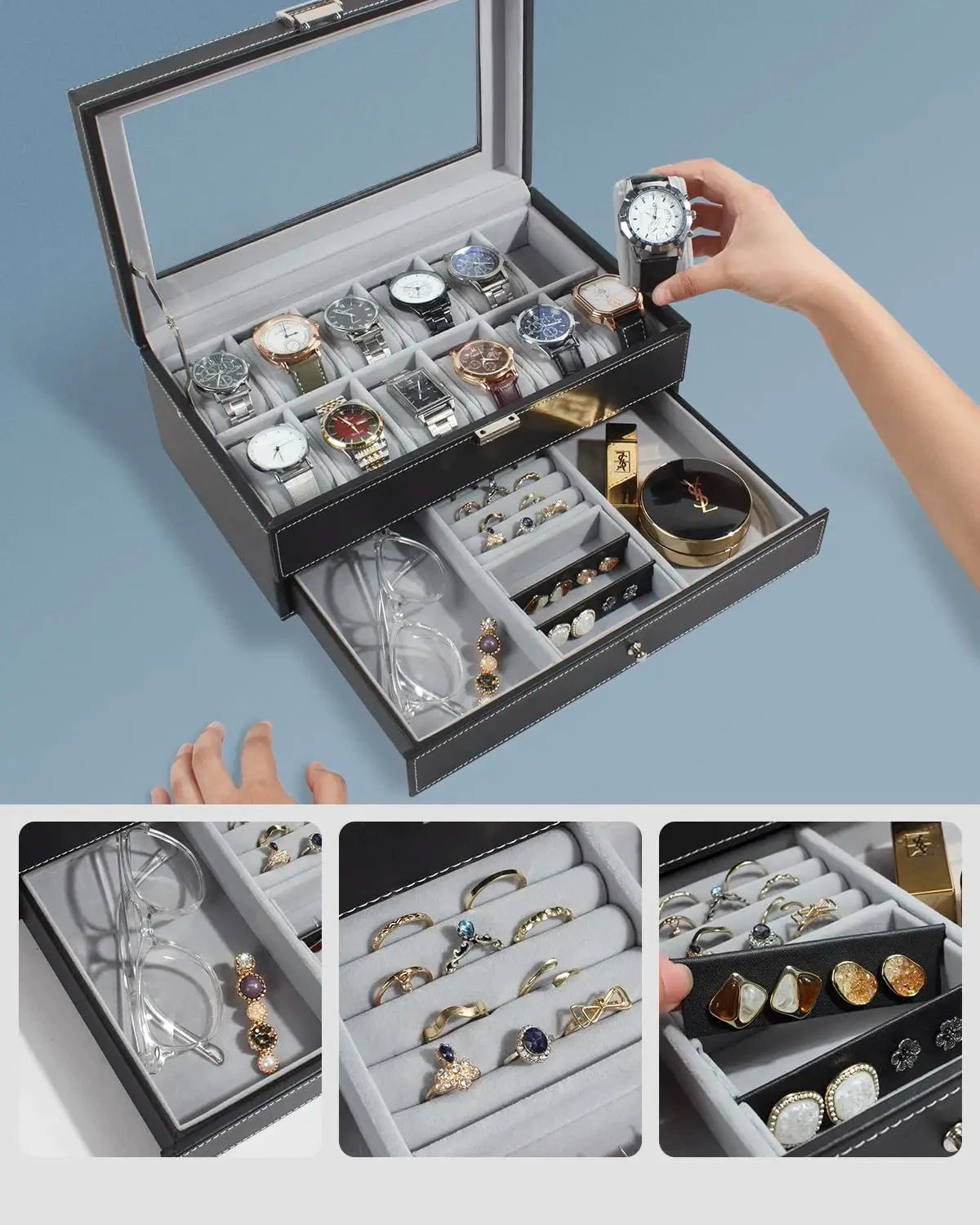 Boîte à montres élégante et raffinée