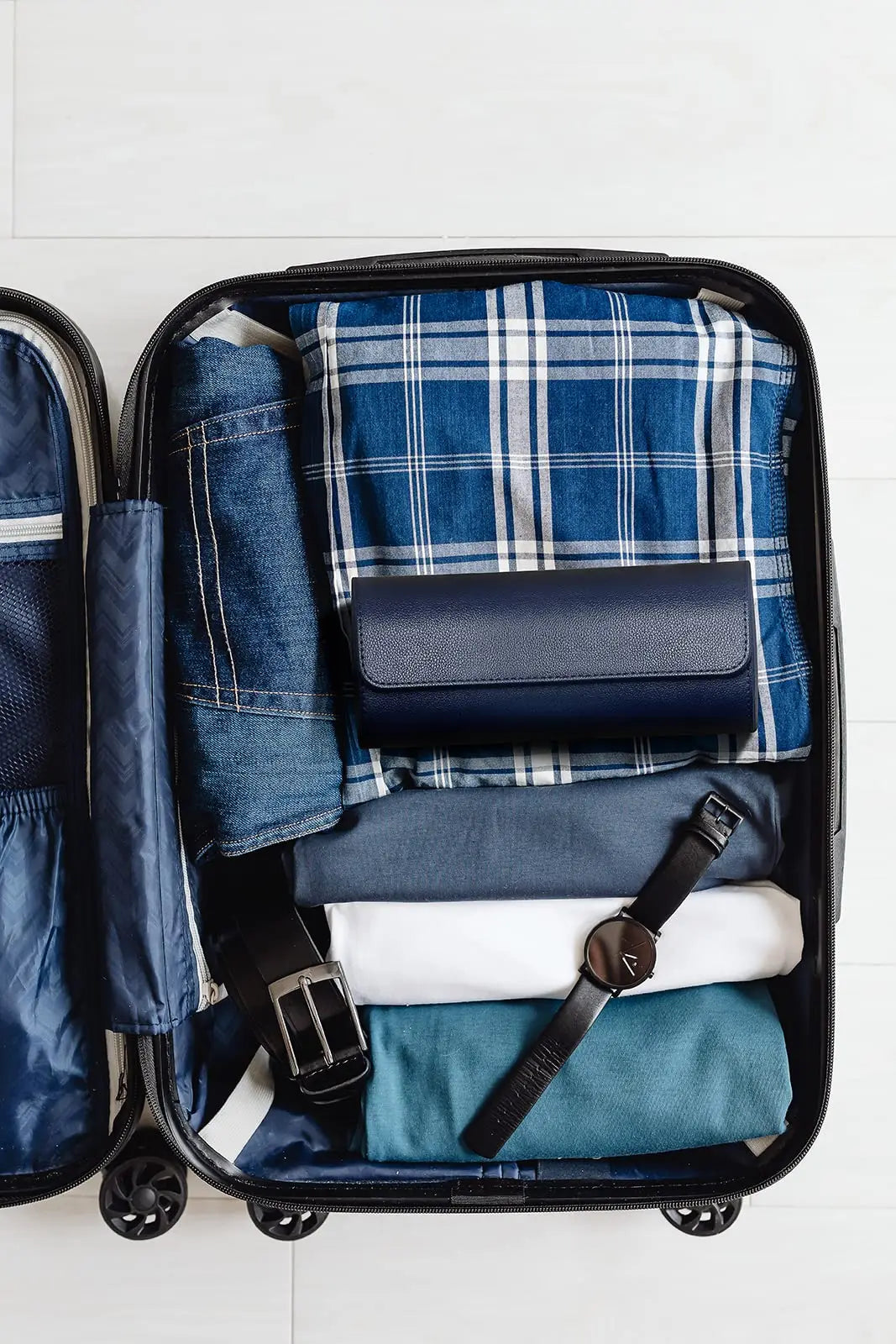 Étui 2 montres en cuir compact