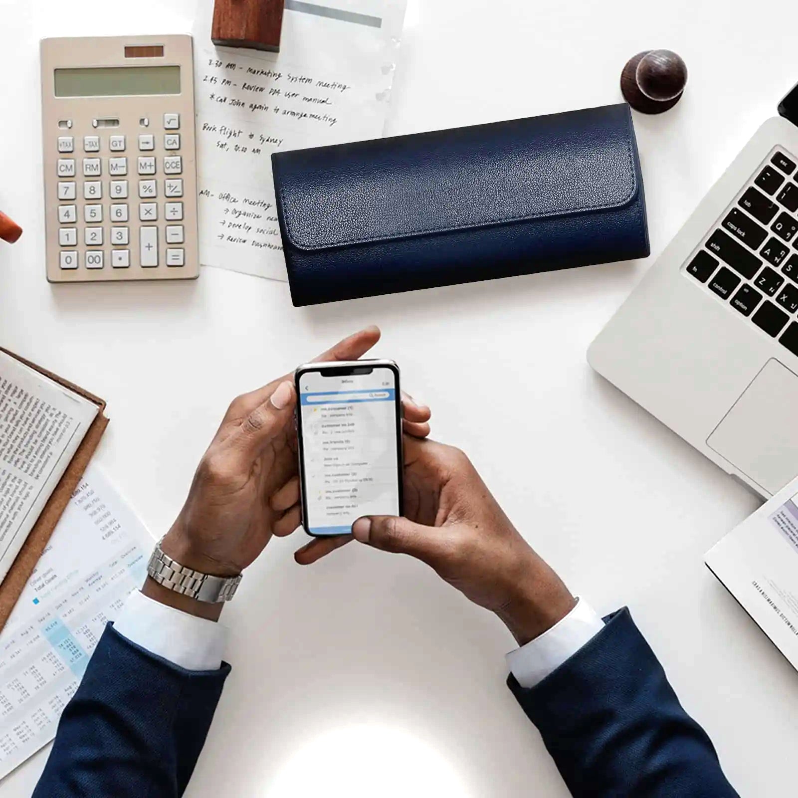 Étui 3 montres en cuir compact