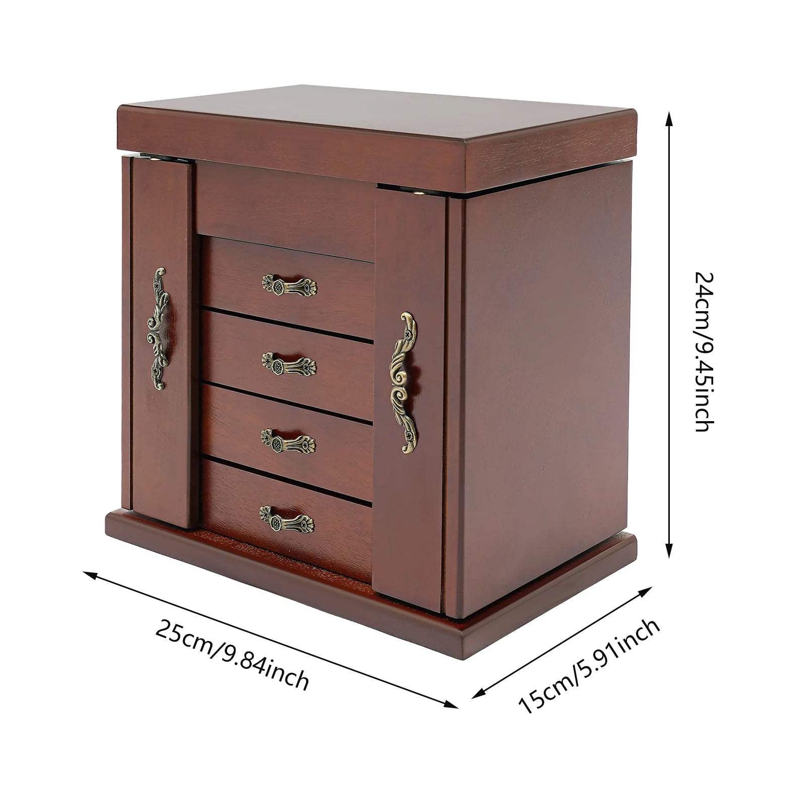 Boîte à bijoux en bois massif 5 niveaux