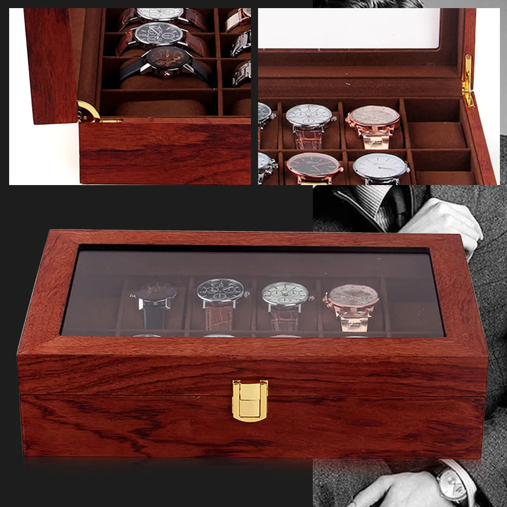 Boîte à montres en bois 12 emplacements