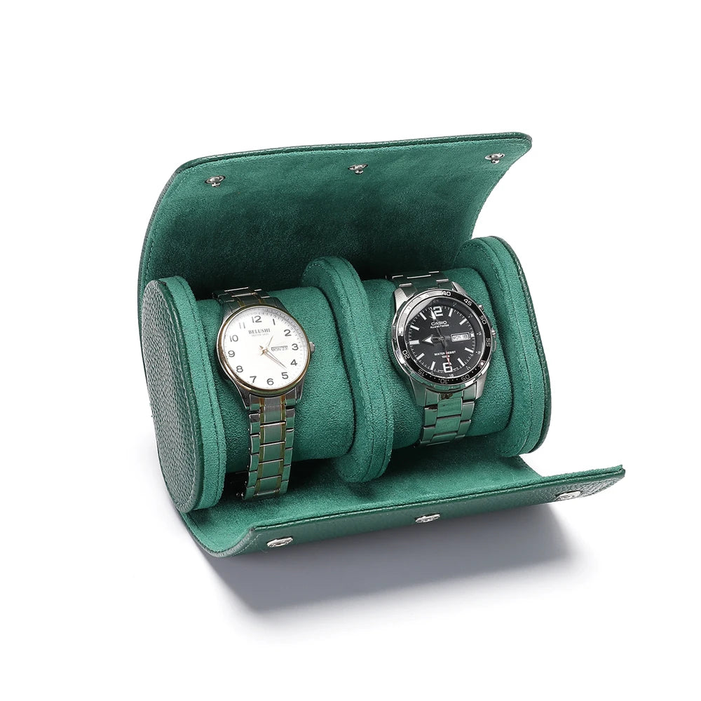 Étui 2 montres en cuir compact