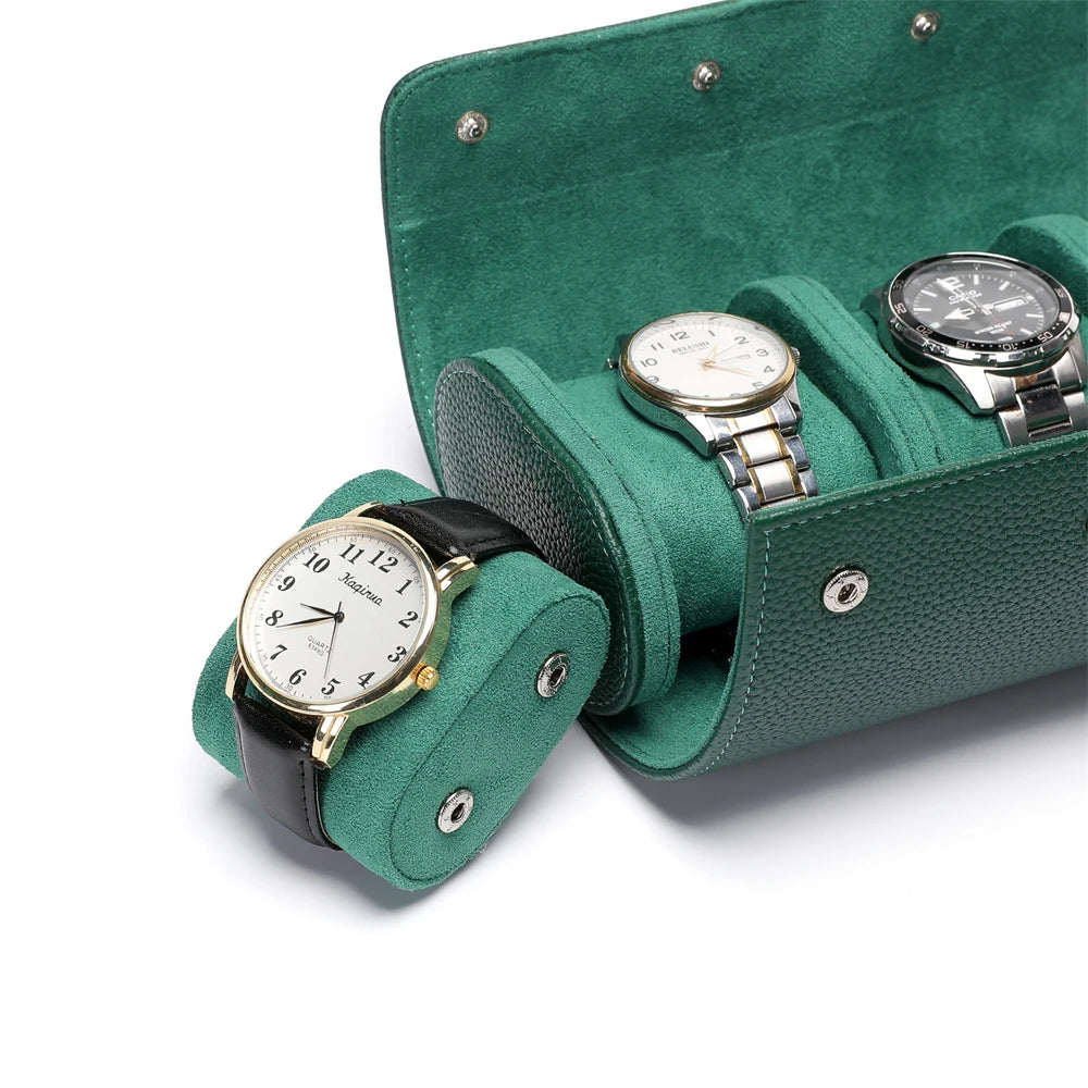 Étui 3 montres en cuir compact