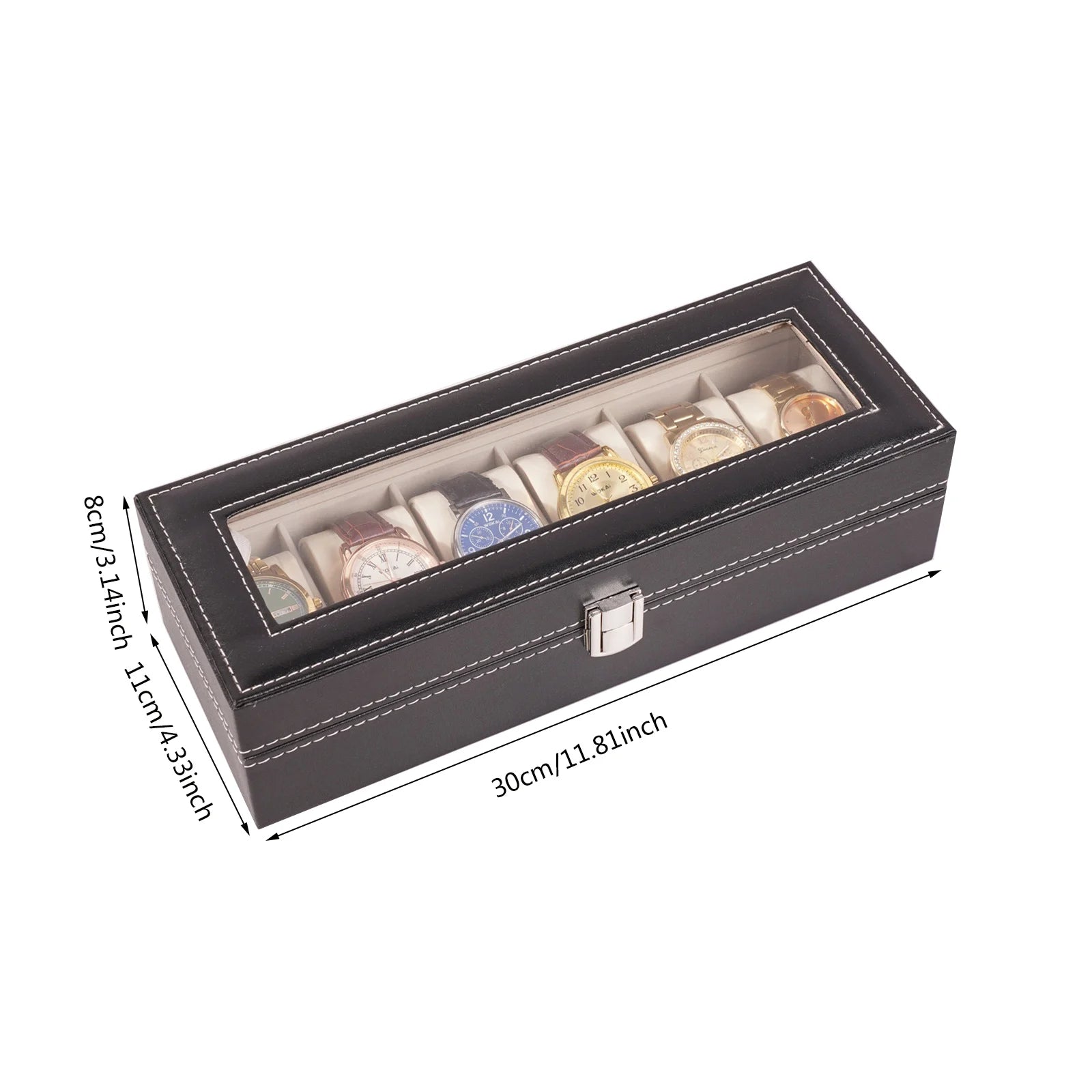 Boîte à montres en cuir noir - 3 à 10 emplacements