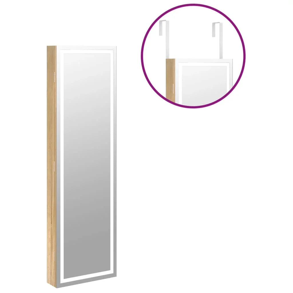 Armoire à bijoux murale blanche et bois