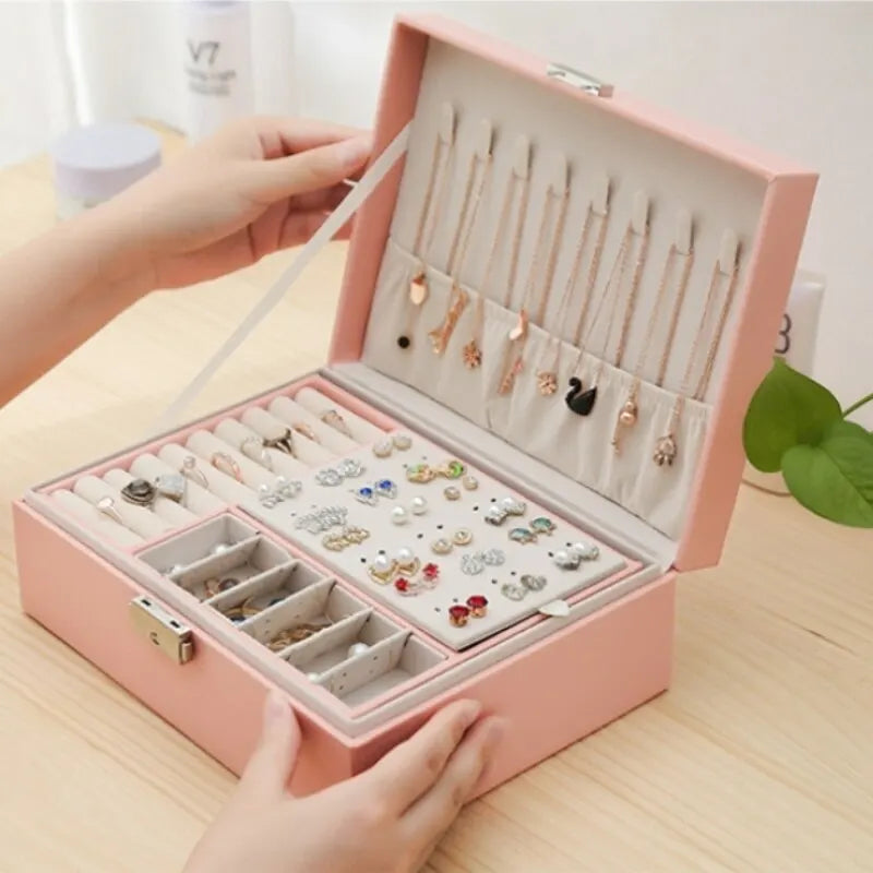 Boîte à bijoux chic en cuir et velours