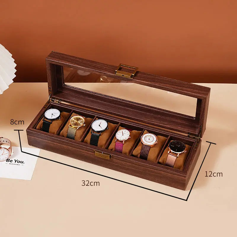 Boîte pour 6 montres en bois de noyer