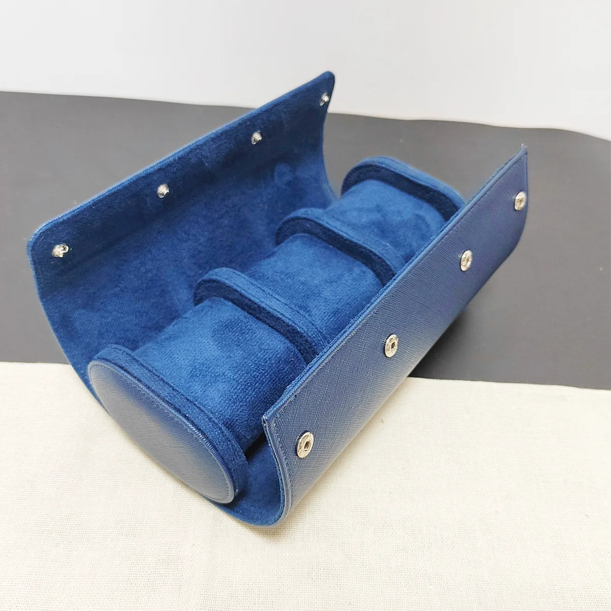 Étui de transport en cuir bleu pour montres