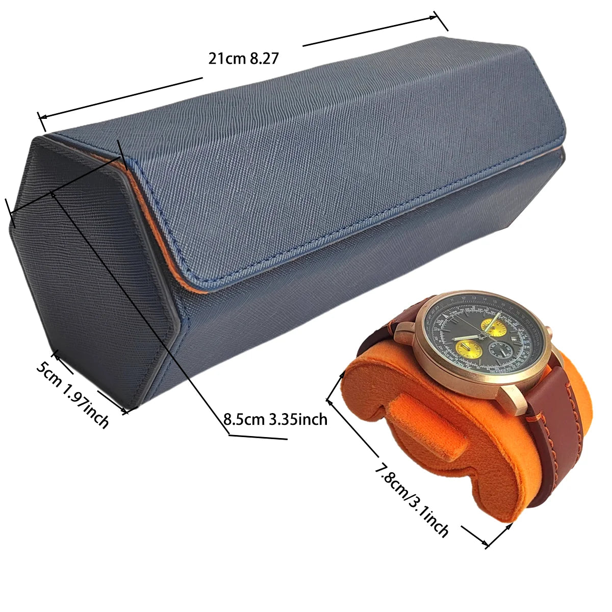 Boîte à montres design hexagonale en cuir
