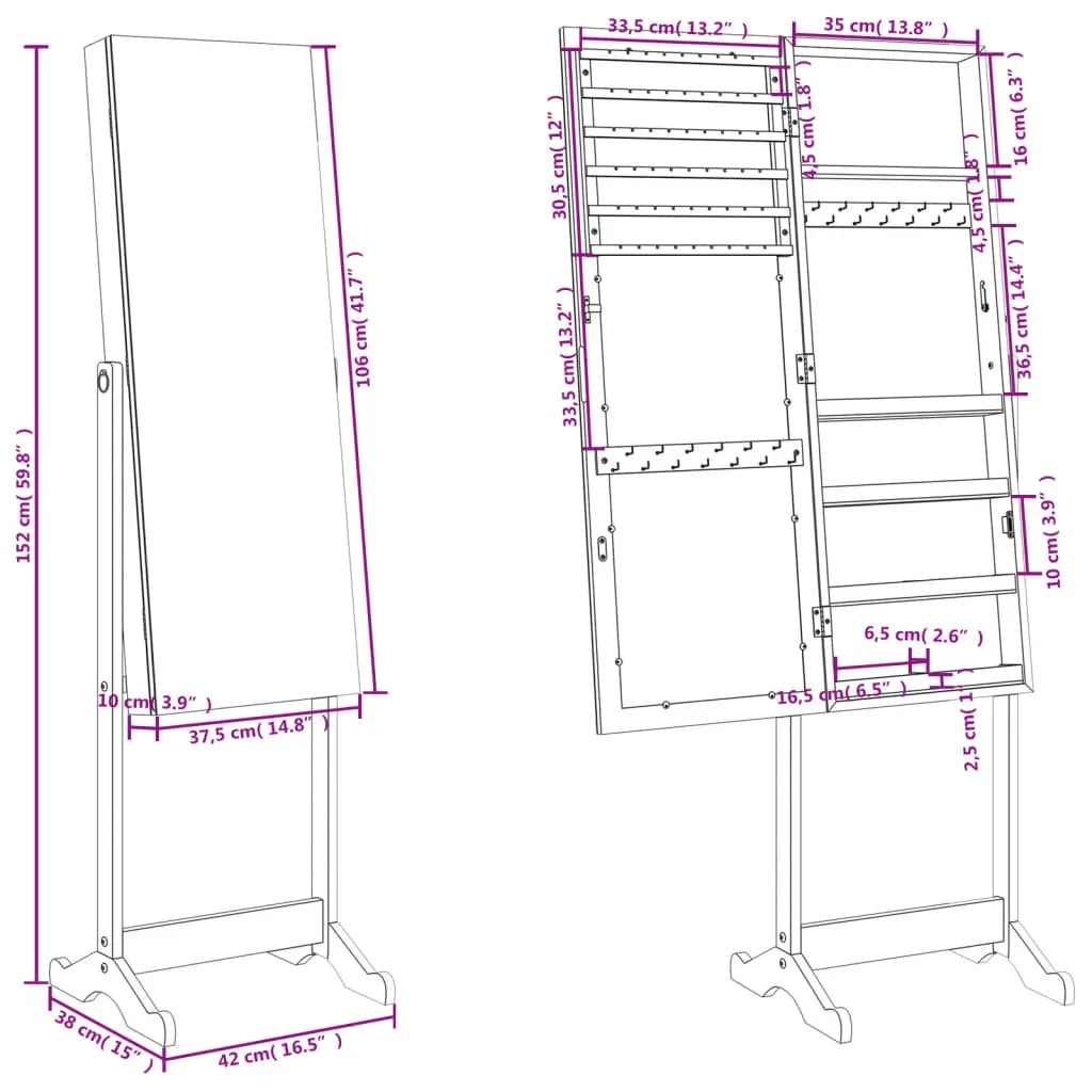 Armoire à bijoux en miroir