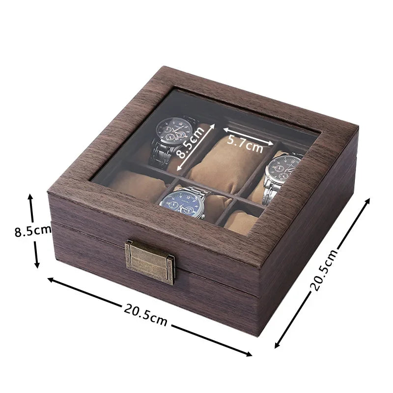 Boîte à montres en bois brun texturé