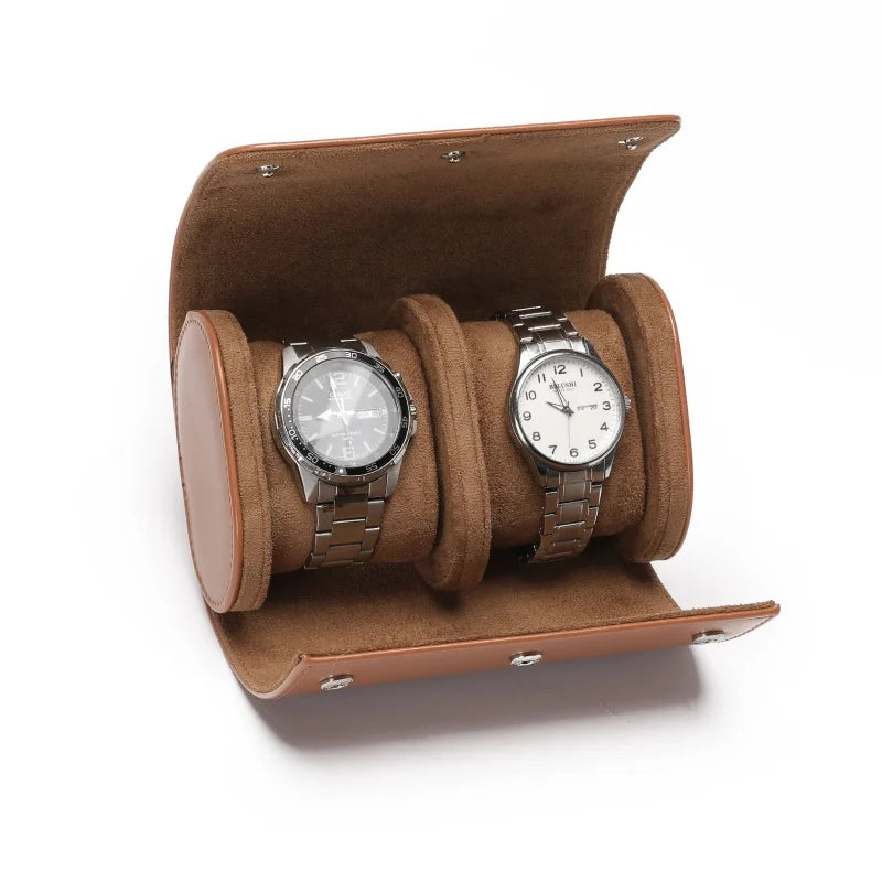 Étui 2 montres en cuir compact