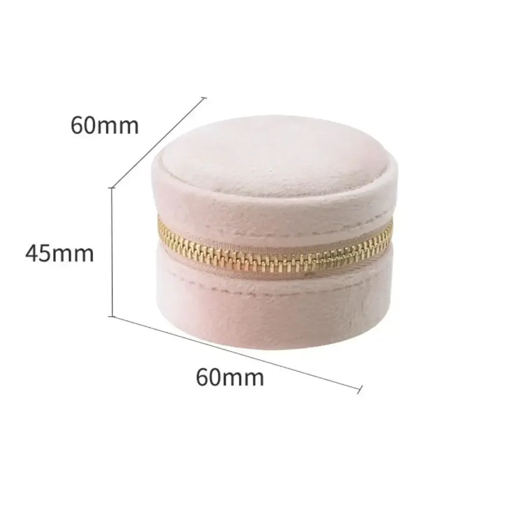 Boîte à bijoux ronde de poche en velours