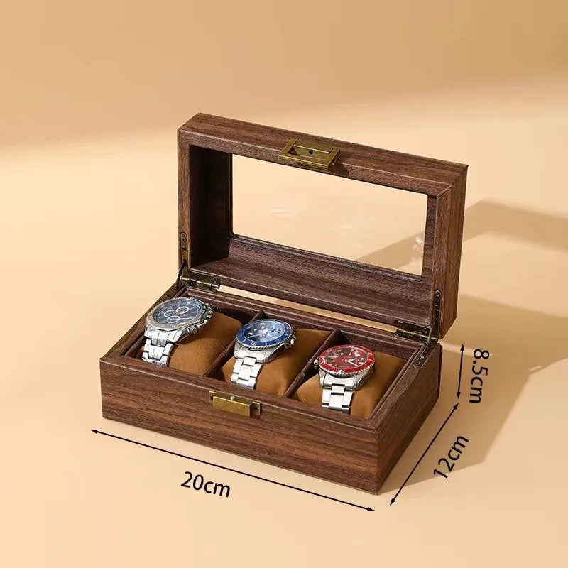 Boîte pour 3 montres en bois de noyer