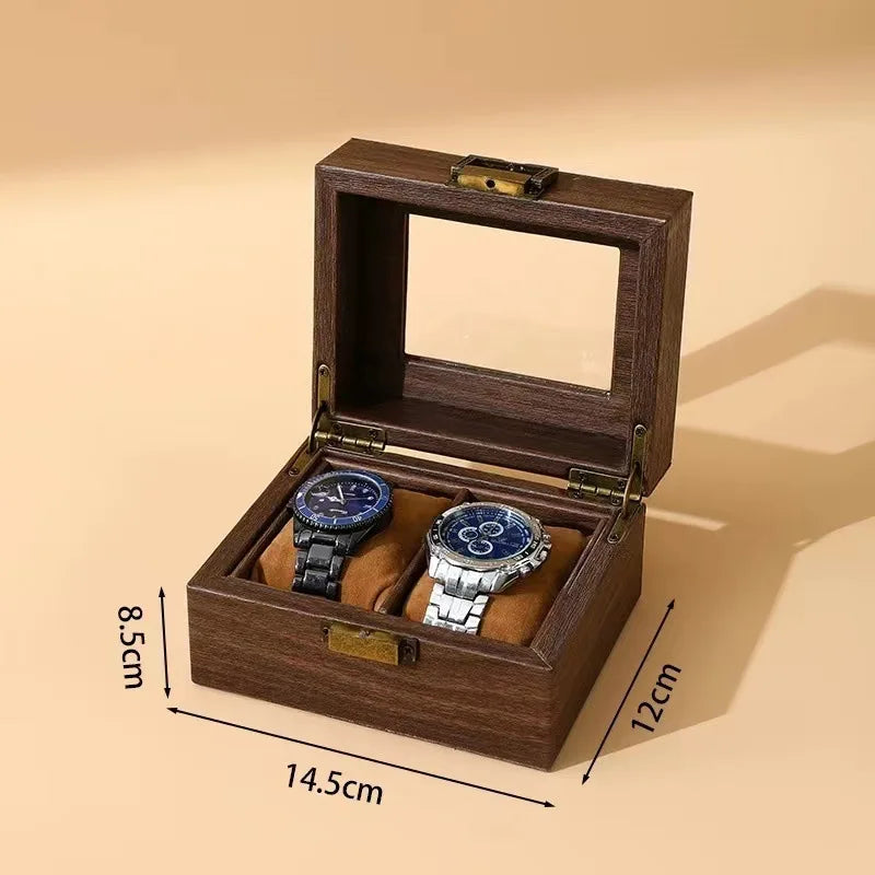 WELLZONE Retro Style Imitation Wood Watch Box Chinese Style Brown Leather Glasses Storage Box Creative Gift Jewelry Box