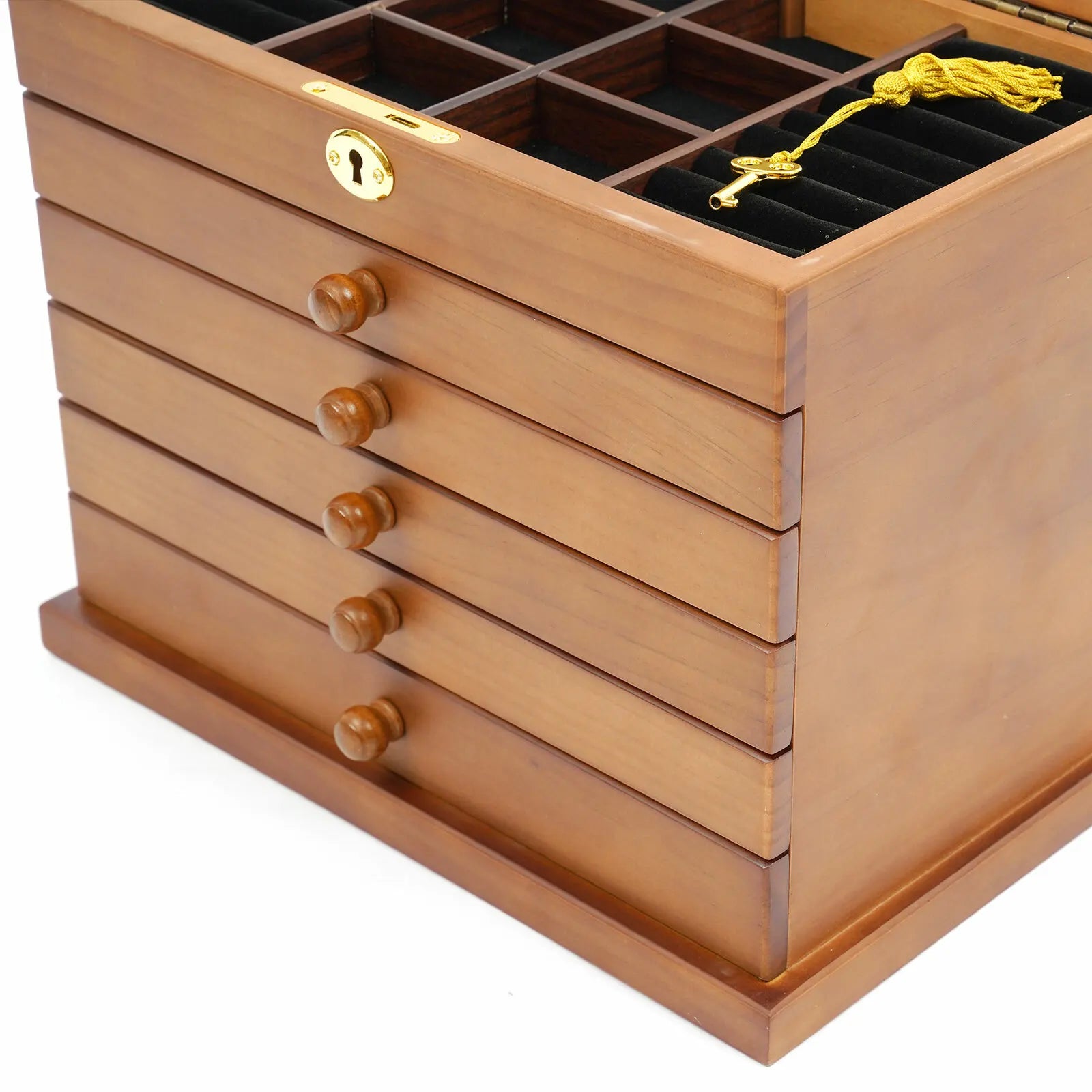 Boîte à bijoux minimaliste en bois 6 niveaux