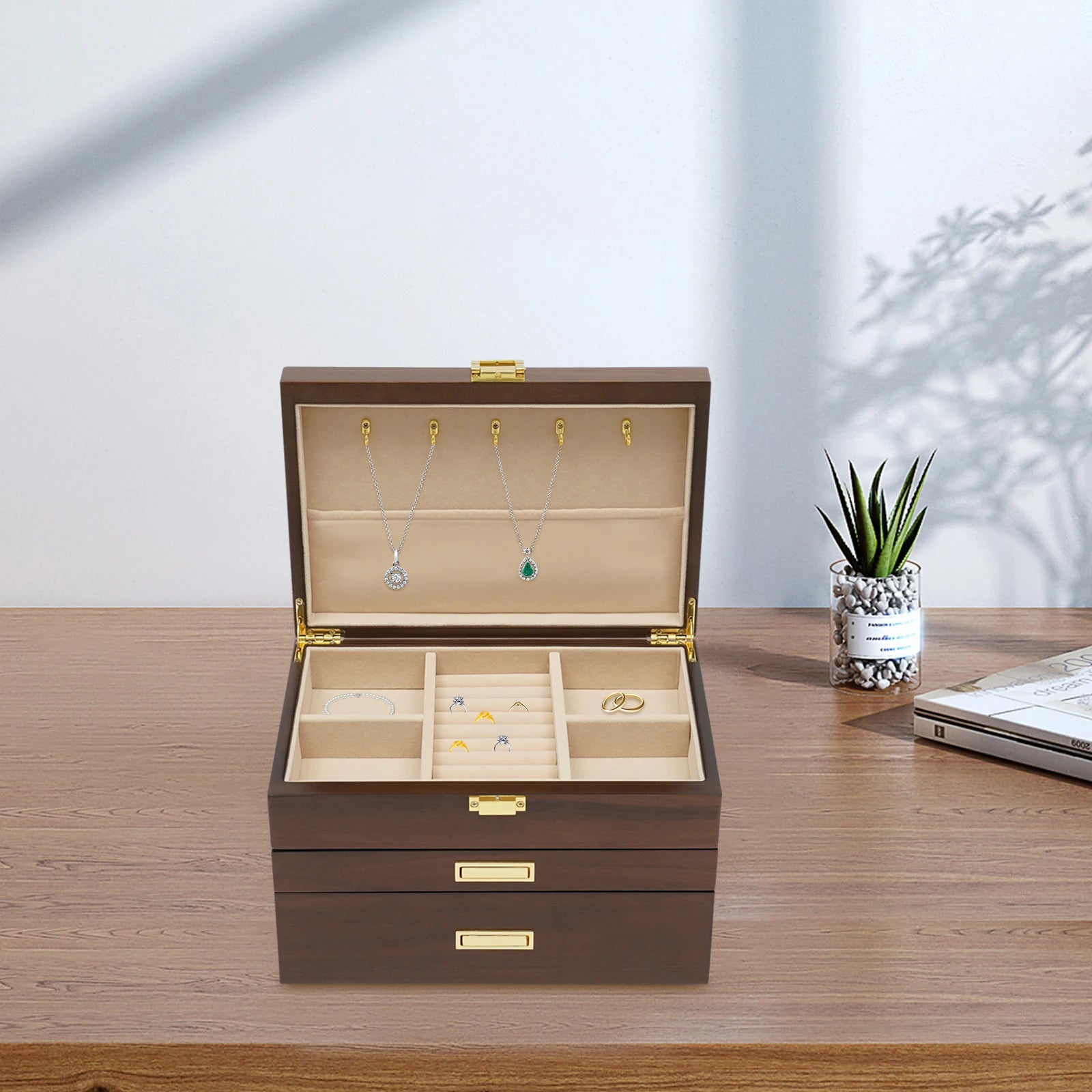Boîte à bijoux 3 niveaux style japonais – Design raffiné et capacité généreuse