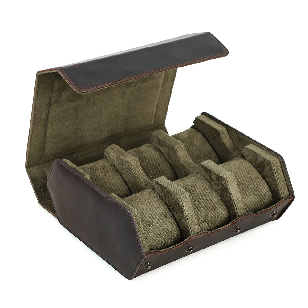 Étui pour 6 montres en cuir hexagonal