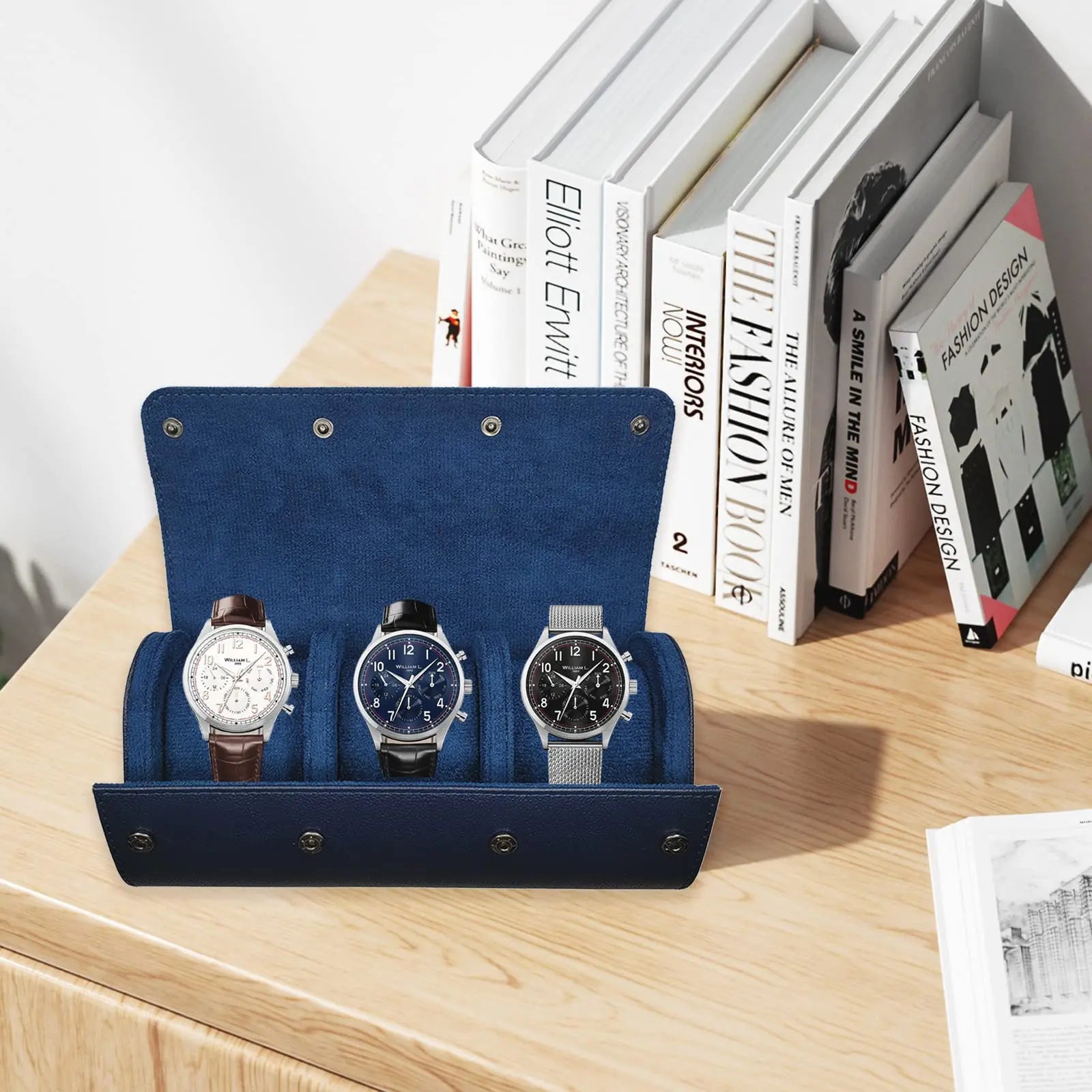 Étui 3 montres en cuir compact
