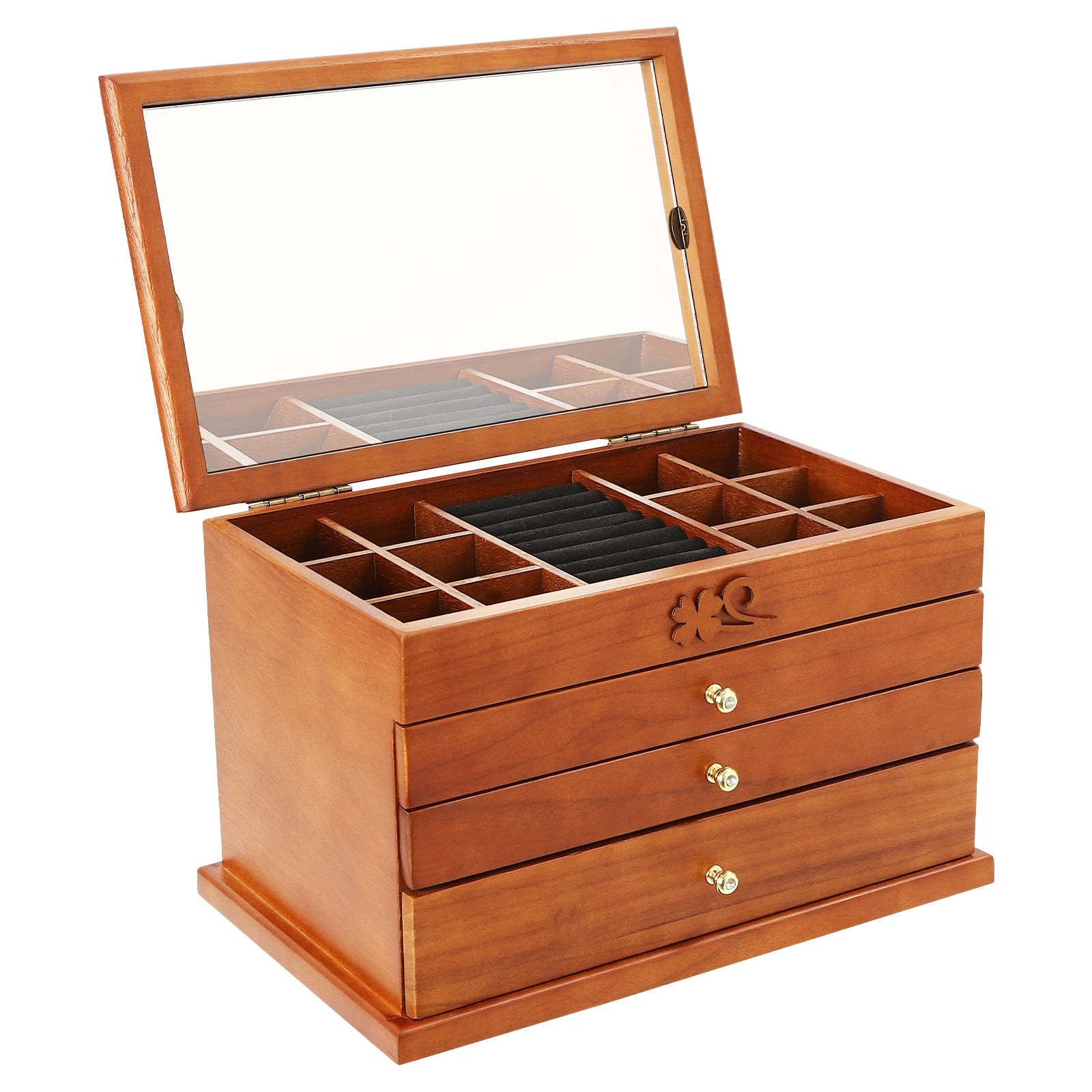 Boîte à bijoux raffinée en bois et velours