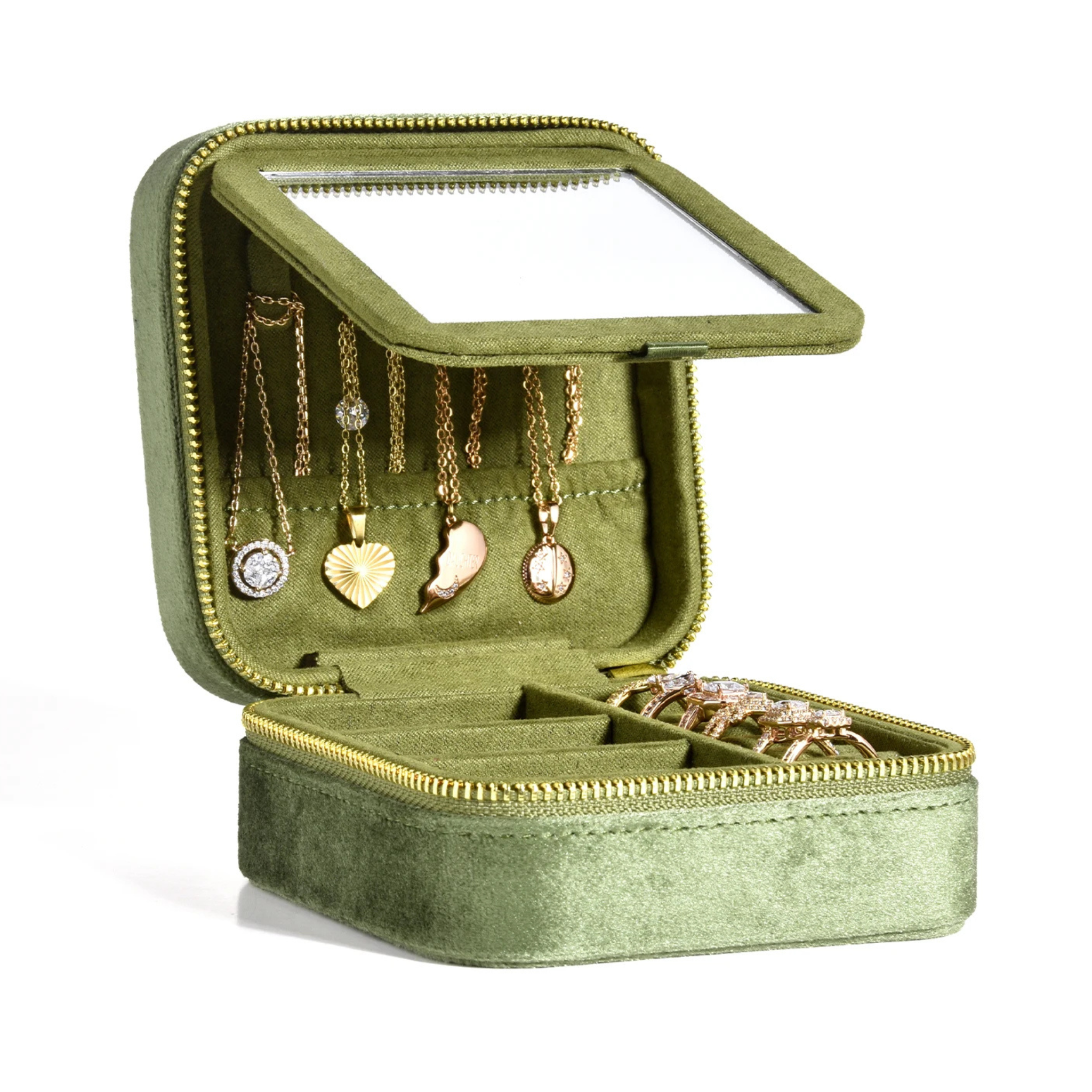 Boîte à bijoux de poche en velours