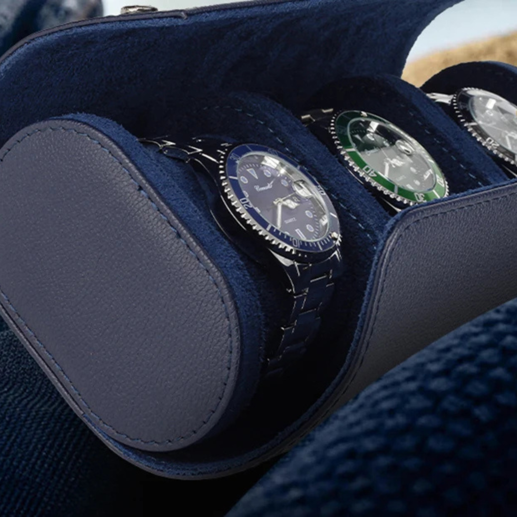 Étui 3 montres en cuir compact