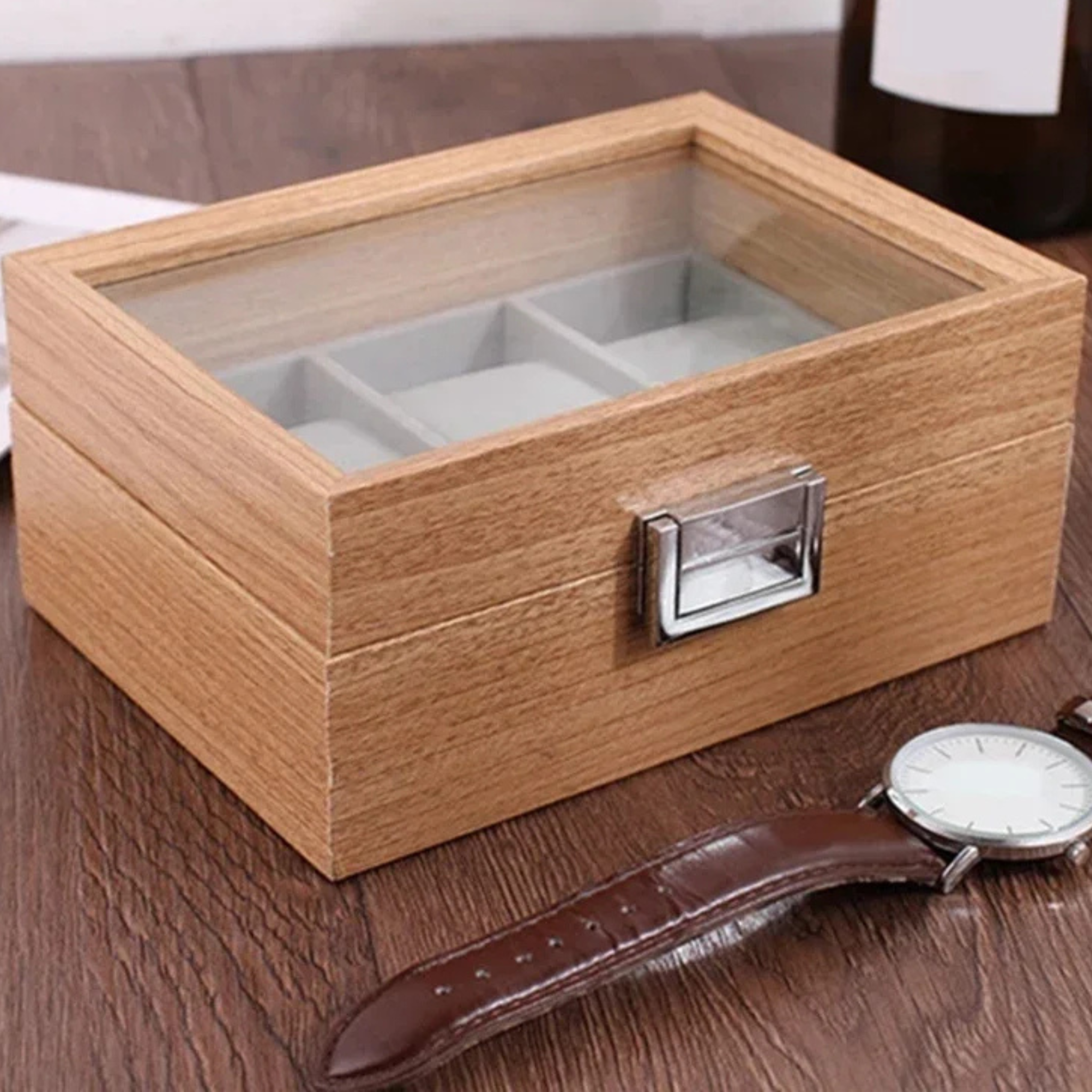 Boîte pour 3 montres en bois de noyer