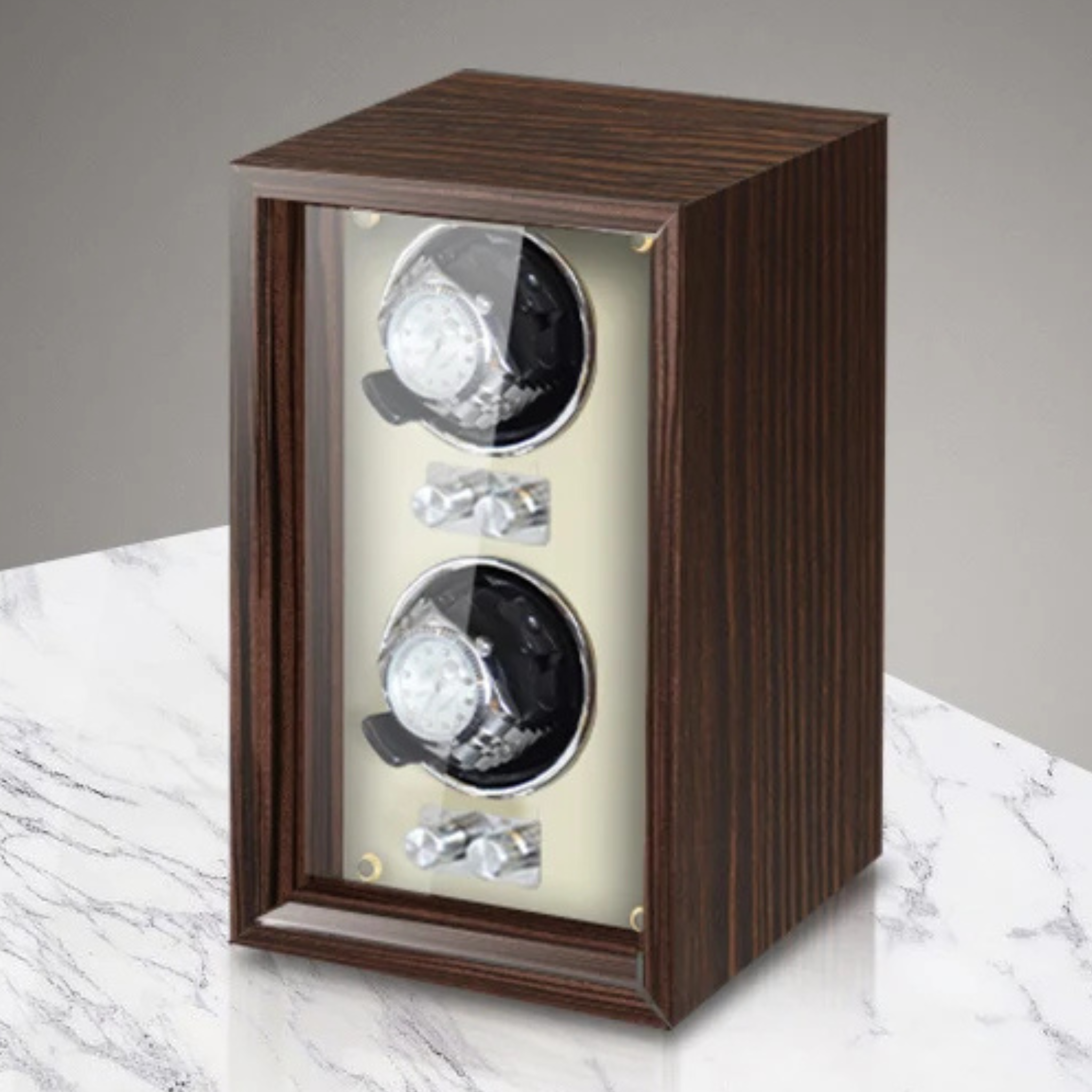 Remontoir 2 montres en bois et velours