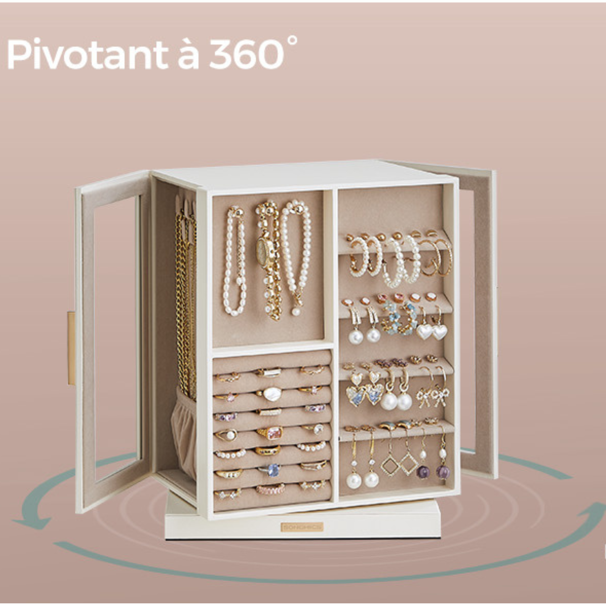 Boîte à bijoux pivotante
