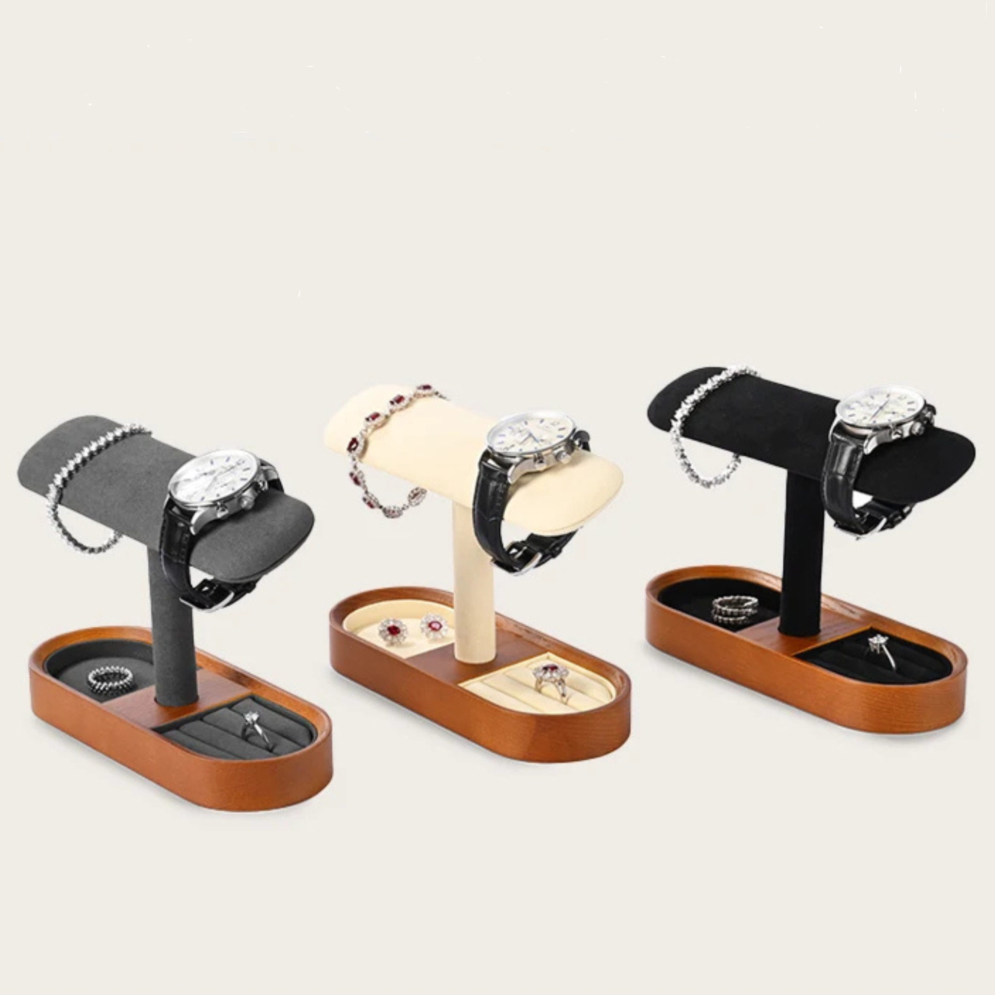 Présentoir à montres et bijoux en bois massif