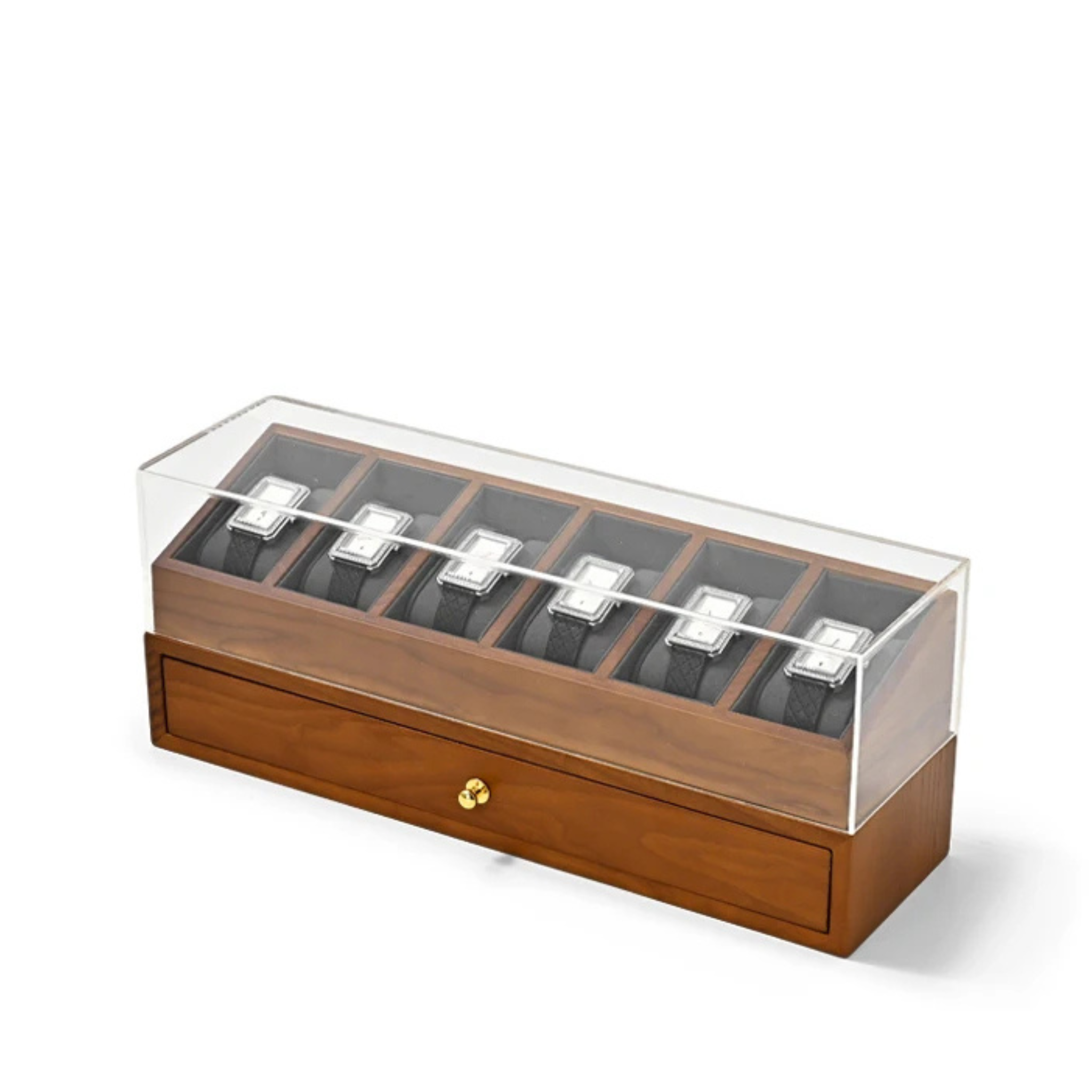 Boîte à montres en bois double étage