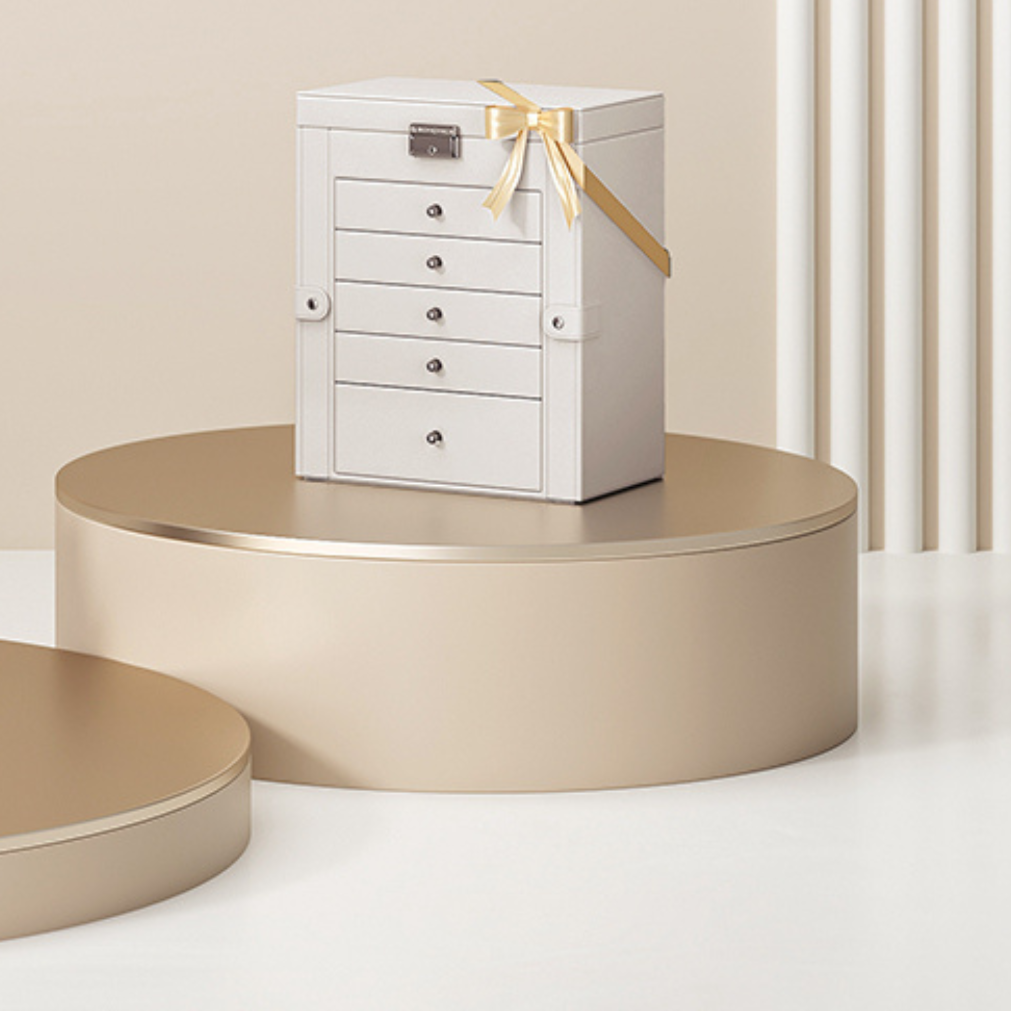 Boîte à bijoux à 6 niveaux avec miroir et serrure