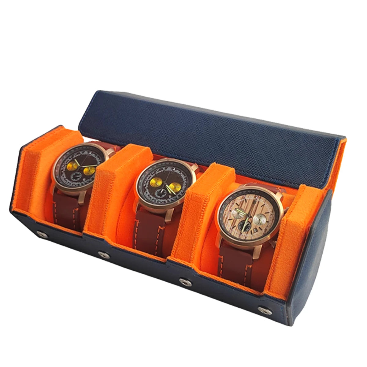 Boîte à montres design hexagonale en cuir