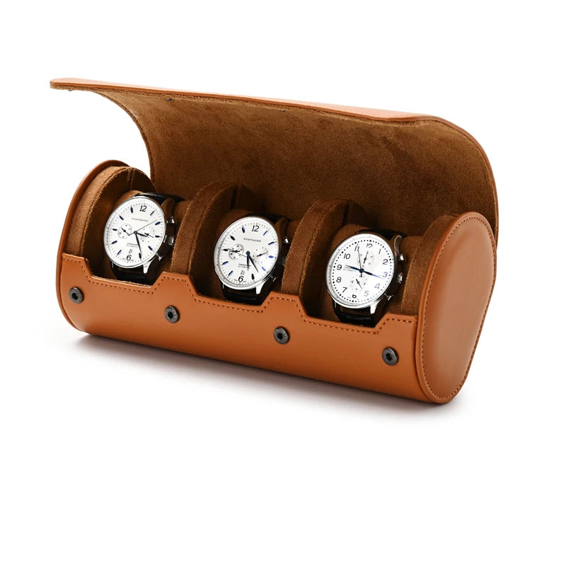 Étui en cuir pour trois montres d’exception