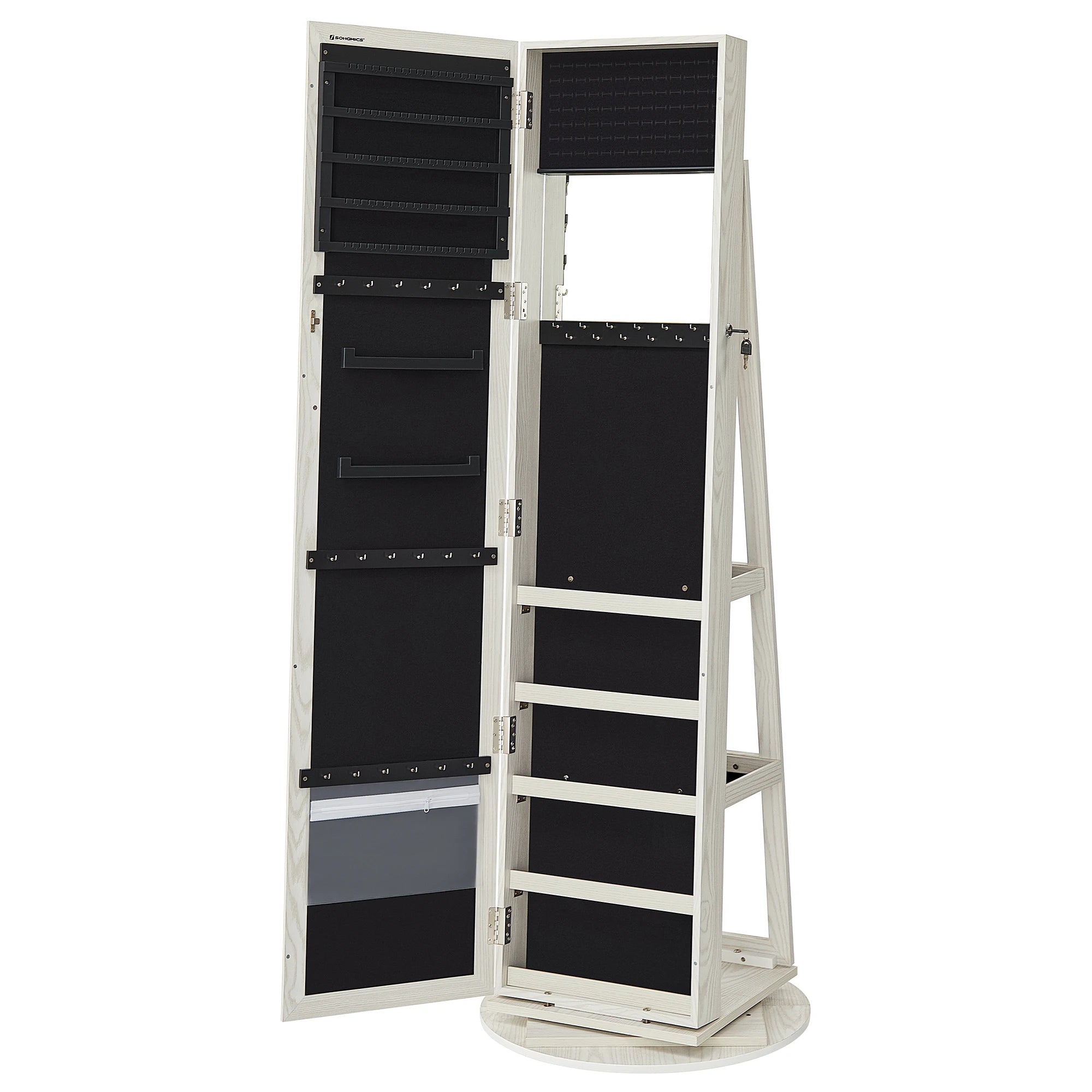 Armoire à bijoux rotative avec miroir