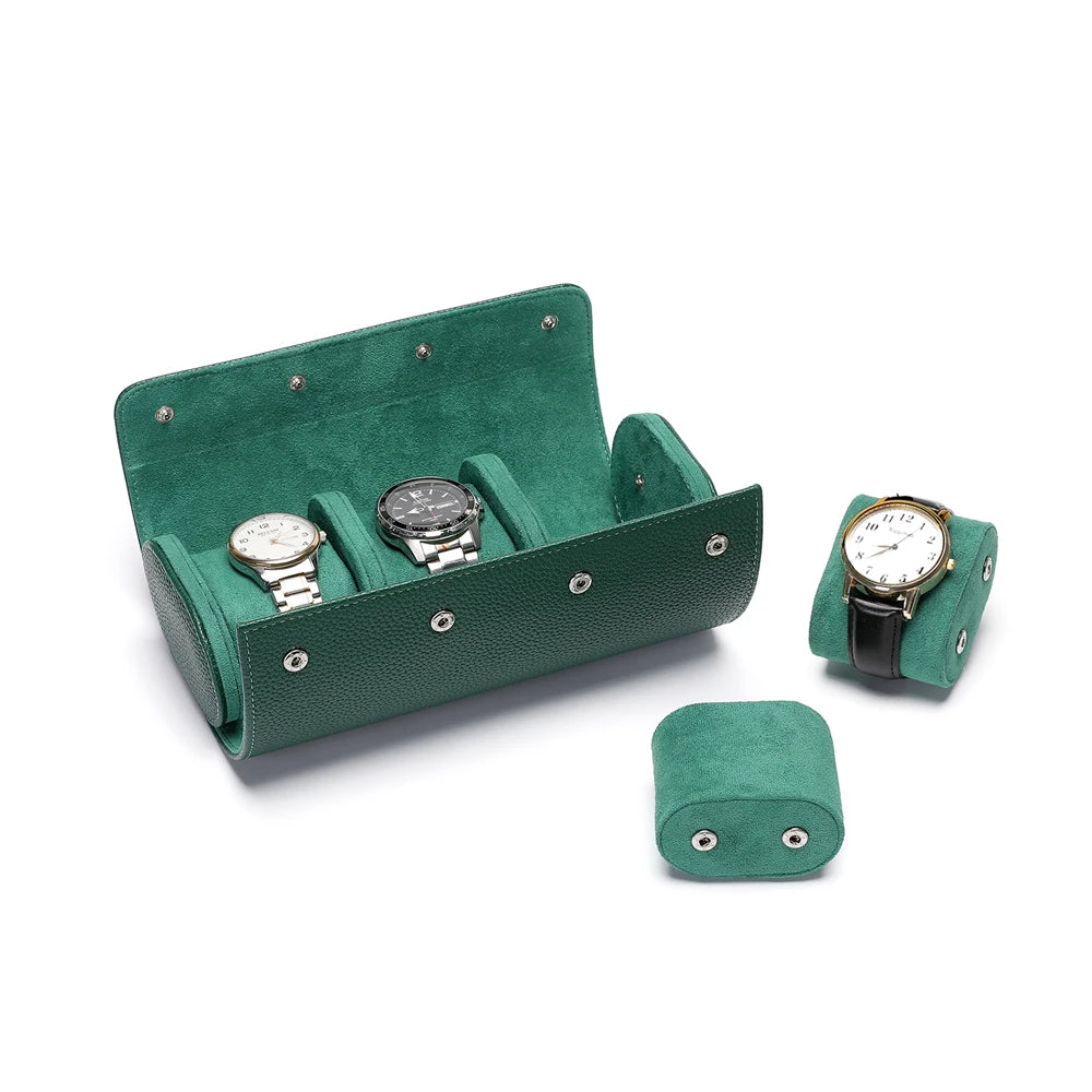 Étui 3 montres en cuir compact