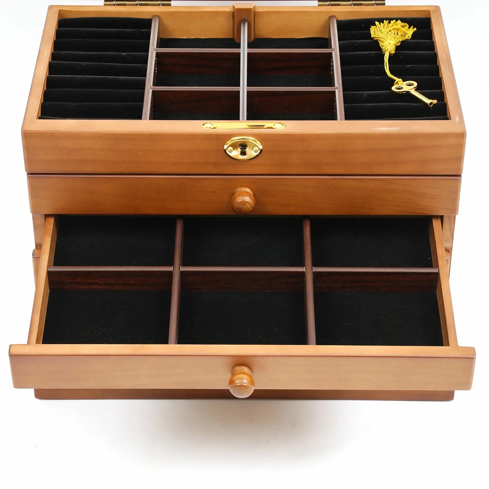 Boîte à bijoux minimaliste en bois 6 niveaux