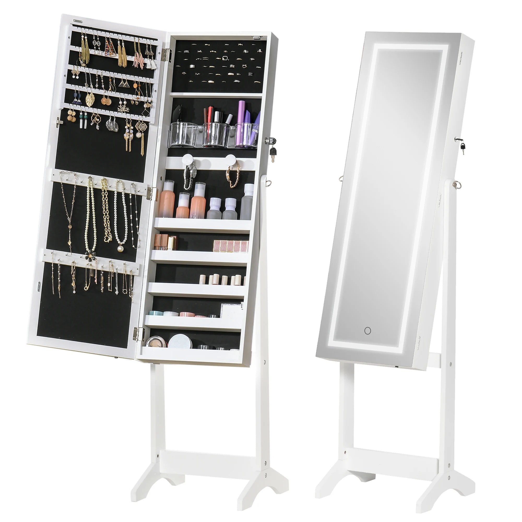 Armoire à bijoux miroir sur pied