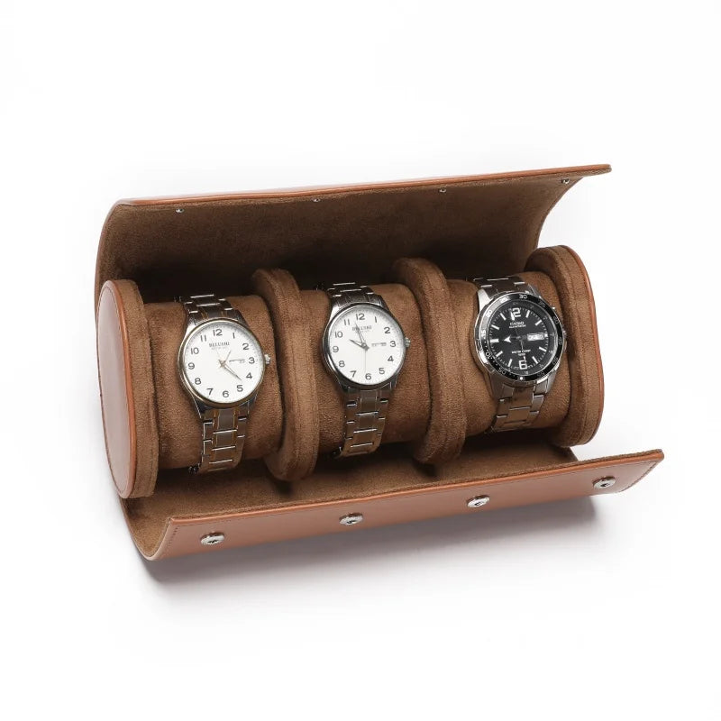 Étui 3 montres en cuir compact